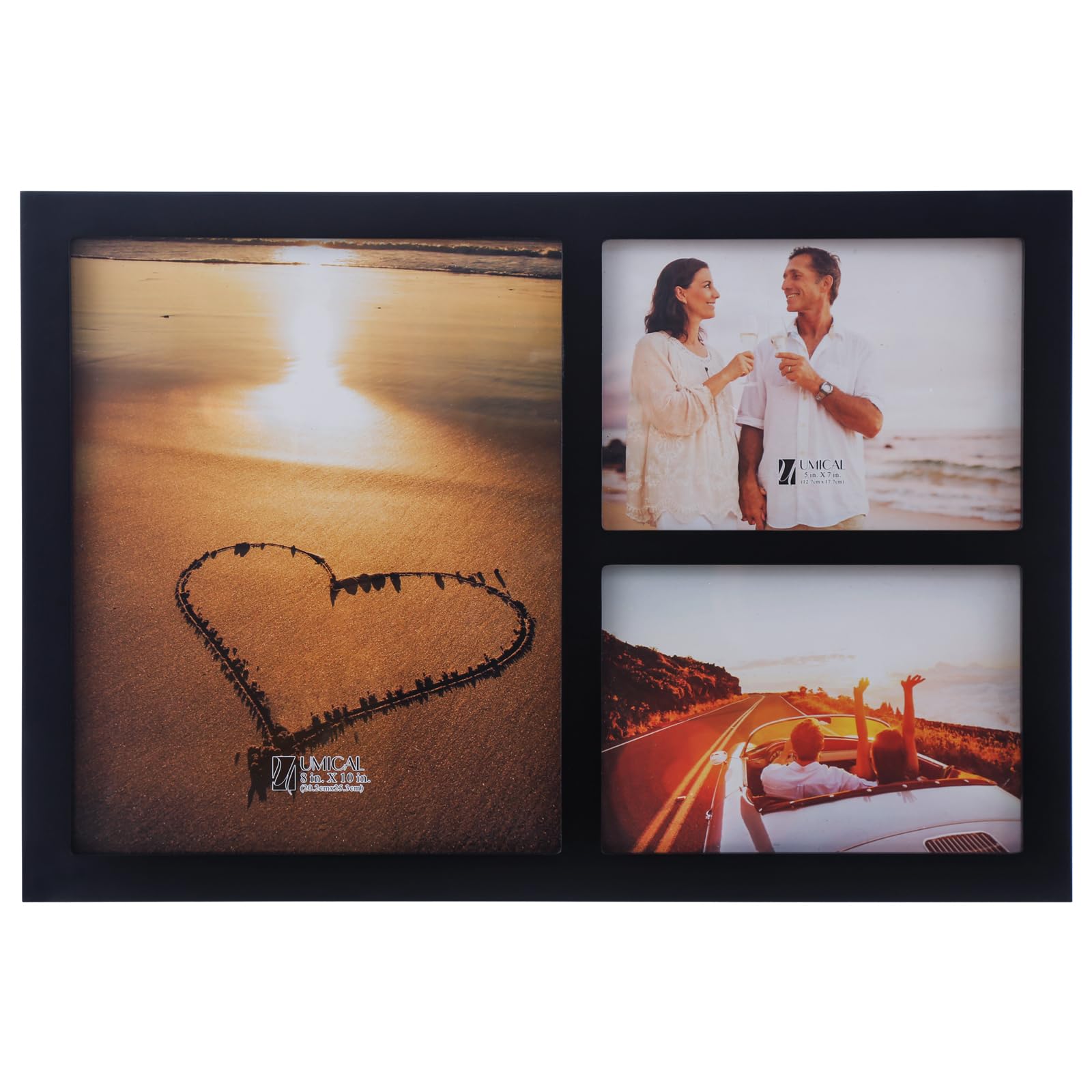 4x6 2-Opening Collage Frame Black Wood | Two 4x6 openings, shatter-resistant glass, tabletop & wall mount