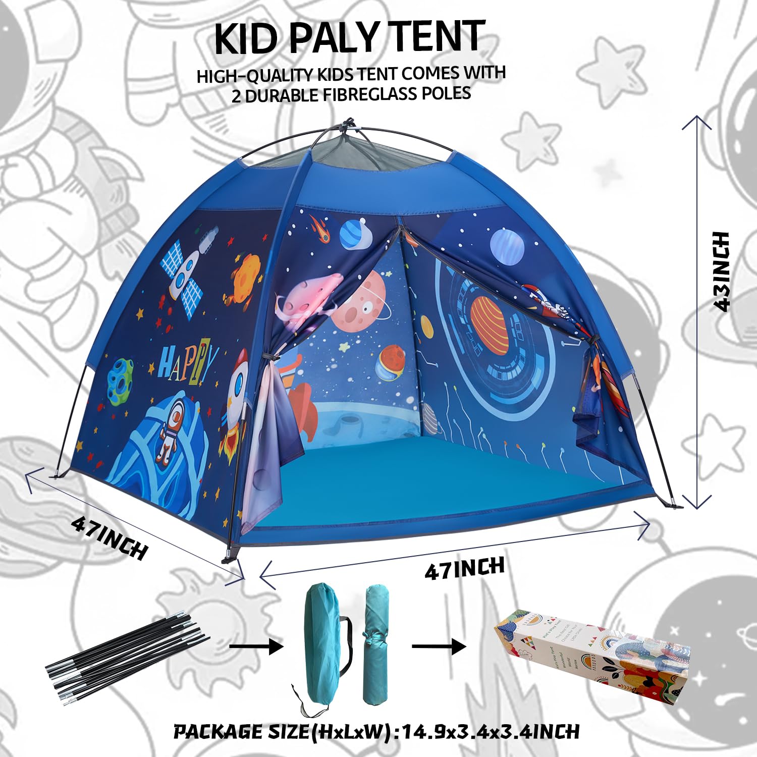 Mnagant Kids' Alpaca Tent - Fun Pop-Up Playhouse for Boys and Girls - Easy Setup, Indoor/Outdoor Adventure Tent - 47" x 47" x 43"