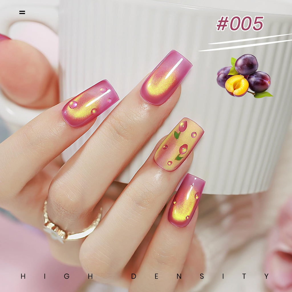 MIZHSE Cat Eye Gel Nail Polish, Moonlight Magnetic Gel Polish and Sheer Nude Nail Kit with 1 Magnet Stick, Glass Shiny Effect Silver Pink Purple Soak Off Manicure Home DIY