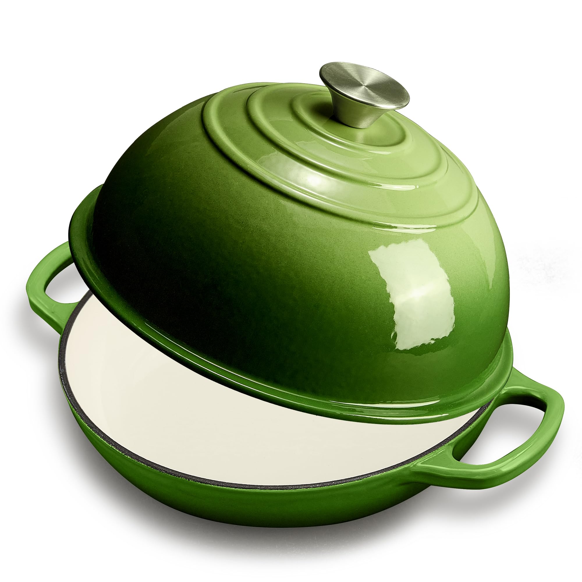 Cast Iron Bread Oven for Sourdough, 6Qt Bread Baking Pan with Lid, Enameled Sourdough Dutch Oven for Bread Baking, Oven Safe up to 482℉, Green