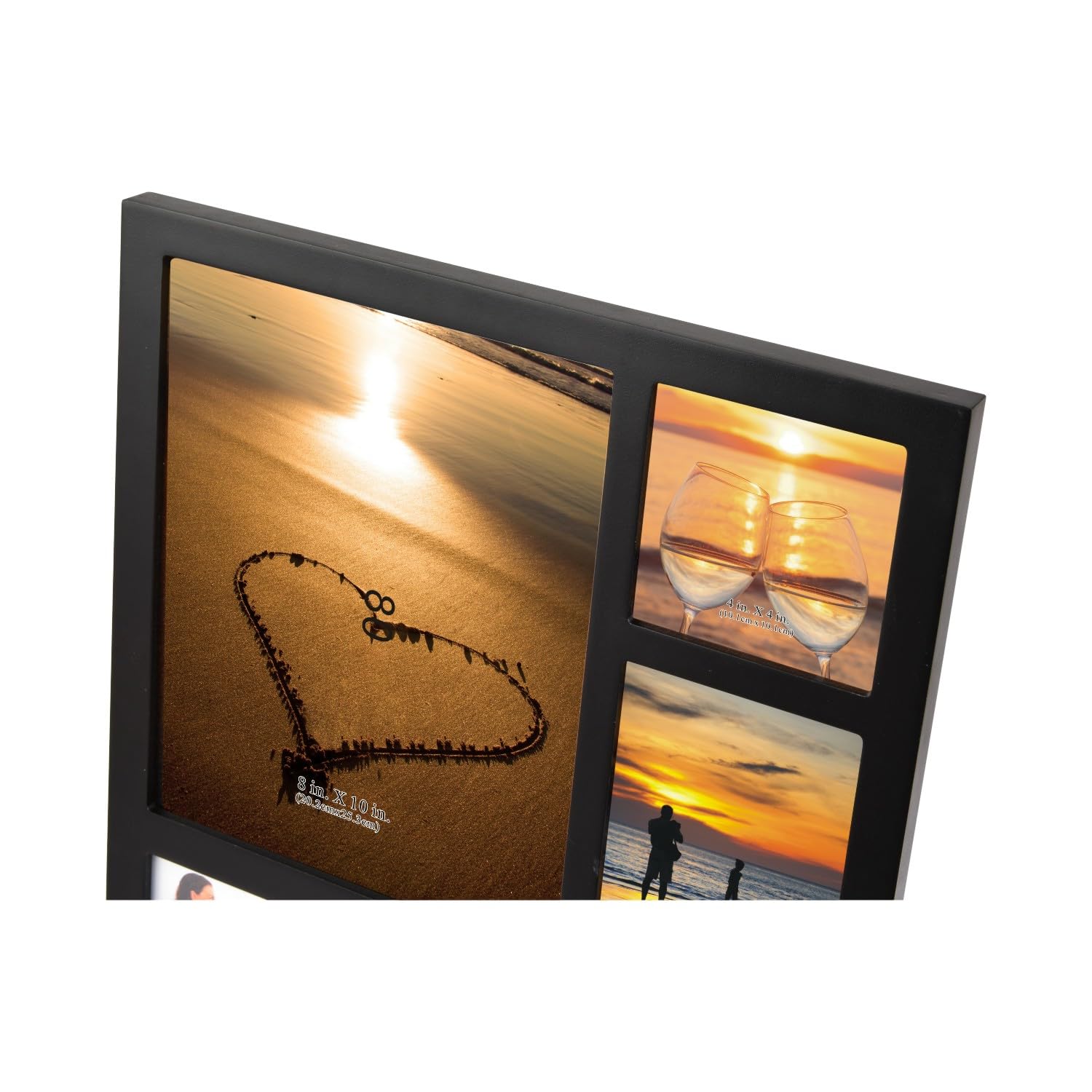4x6 2-Opening Collage Frame Black Wood | Two 4x6 openings, shatter-resistant glass, tabletop & wall mount