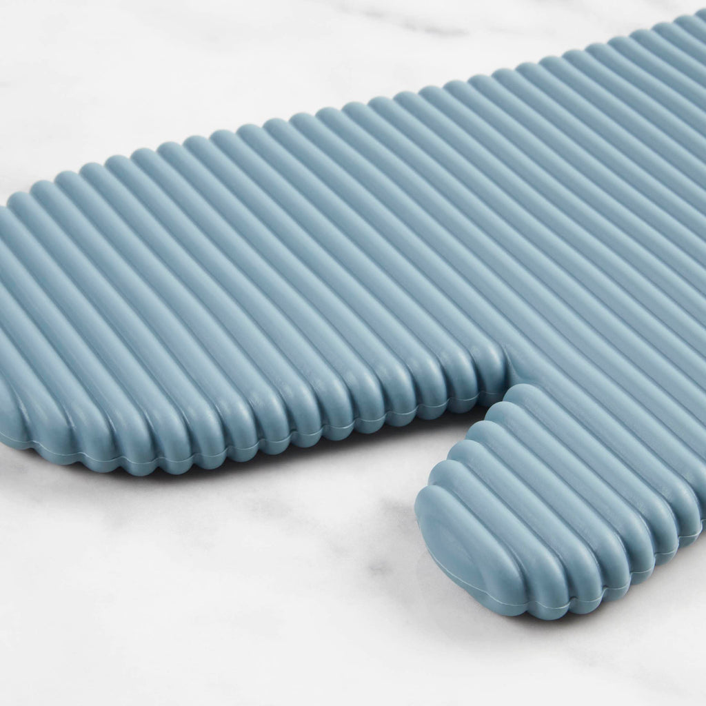 KITCHENAID Ribbed Soft Silicone Oven Mitt 2-Pack Set, 7.5"x13", Aqua Sky