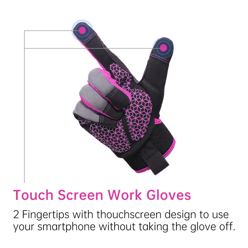AIGEVTURE Safety Work Gloves Mens & Women, Light Duty Mechanic Gloves Touch Screen, Gardening Work Gloves with Grip,High Dexterity