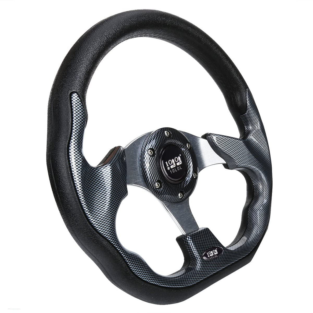 10L0L Golf Cart Steering Wheel, 13' Universal Fit for EZGO TXT/RXV, Club Car DS/Precedent, Yamaha G2-G29 (Carbon Black)