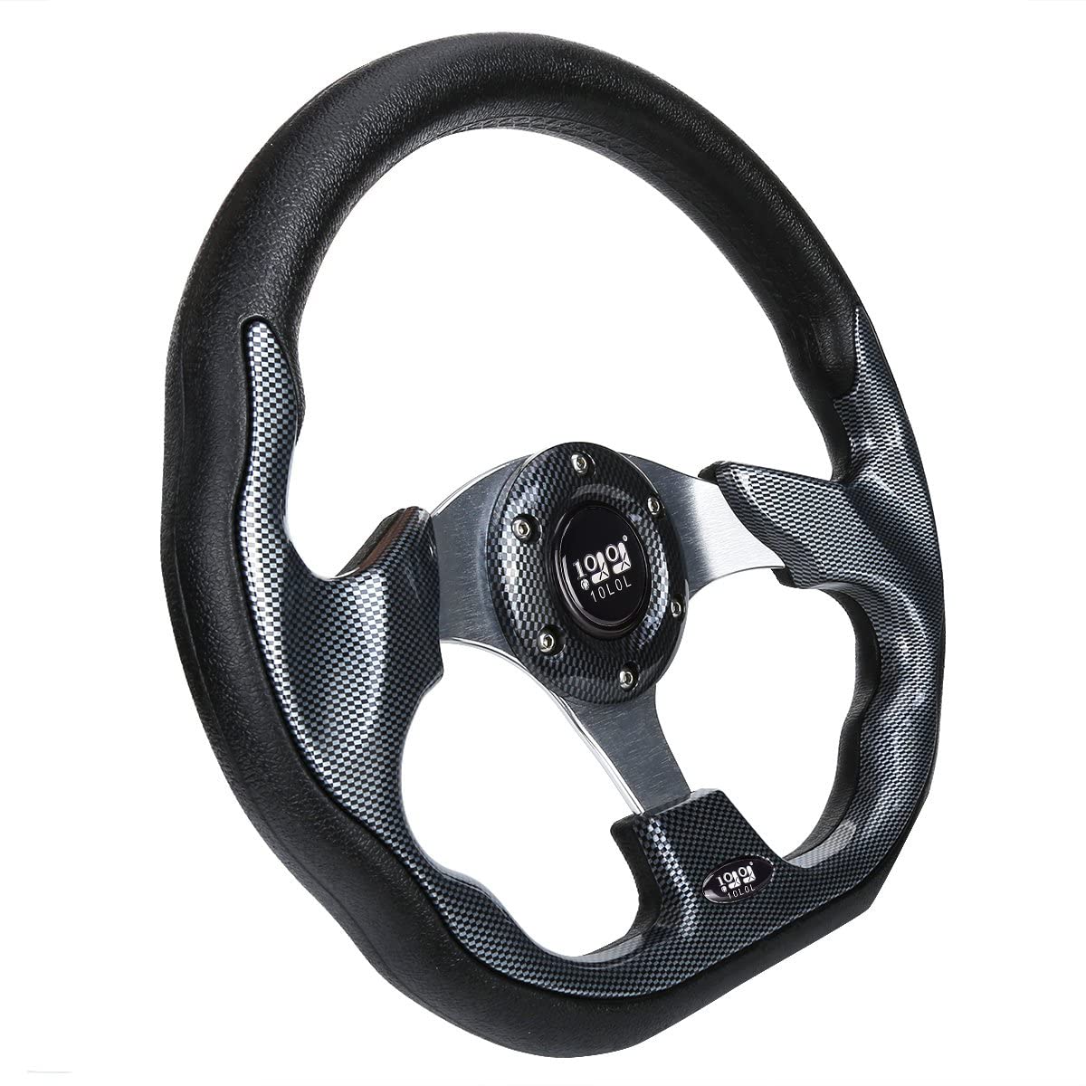 10L0L Golf Cart Steering Wheel, 13' Universal Fit for EZGO TXT/RXV, Club Car DS/Precedent, Yamaha G2-G29 (Carbon Black)
