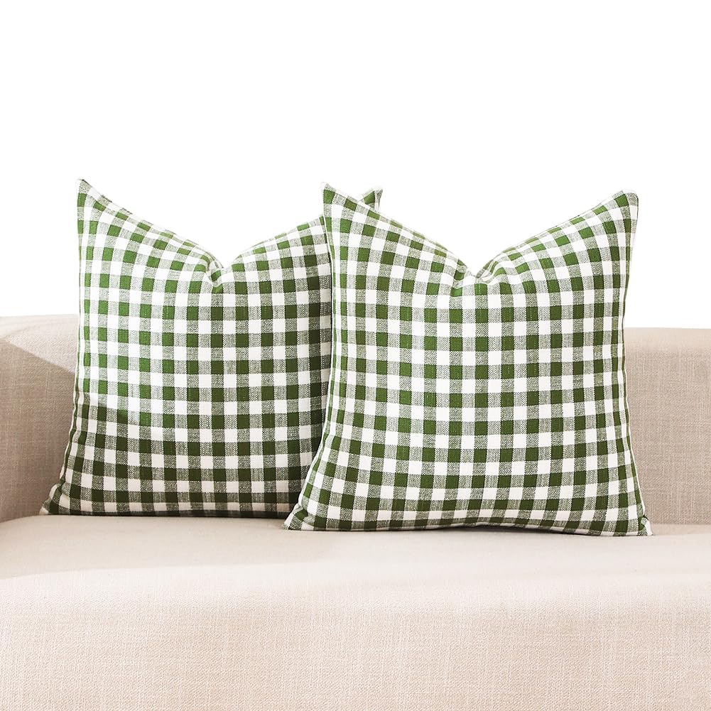 CARRIE HOME Black and White Buffalo Plaid Outdoor Pillow Covers 16x16 Set of 2, 16 x 16 Modern Farmhouse Decor Couch Pillows, Black White Winter Christmas Holiday Plaid Pillows (No Pillow Inserts)