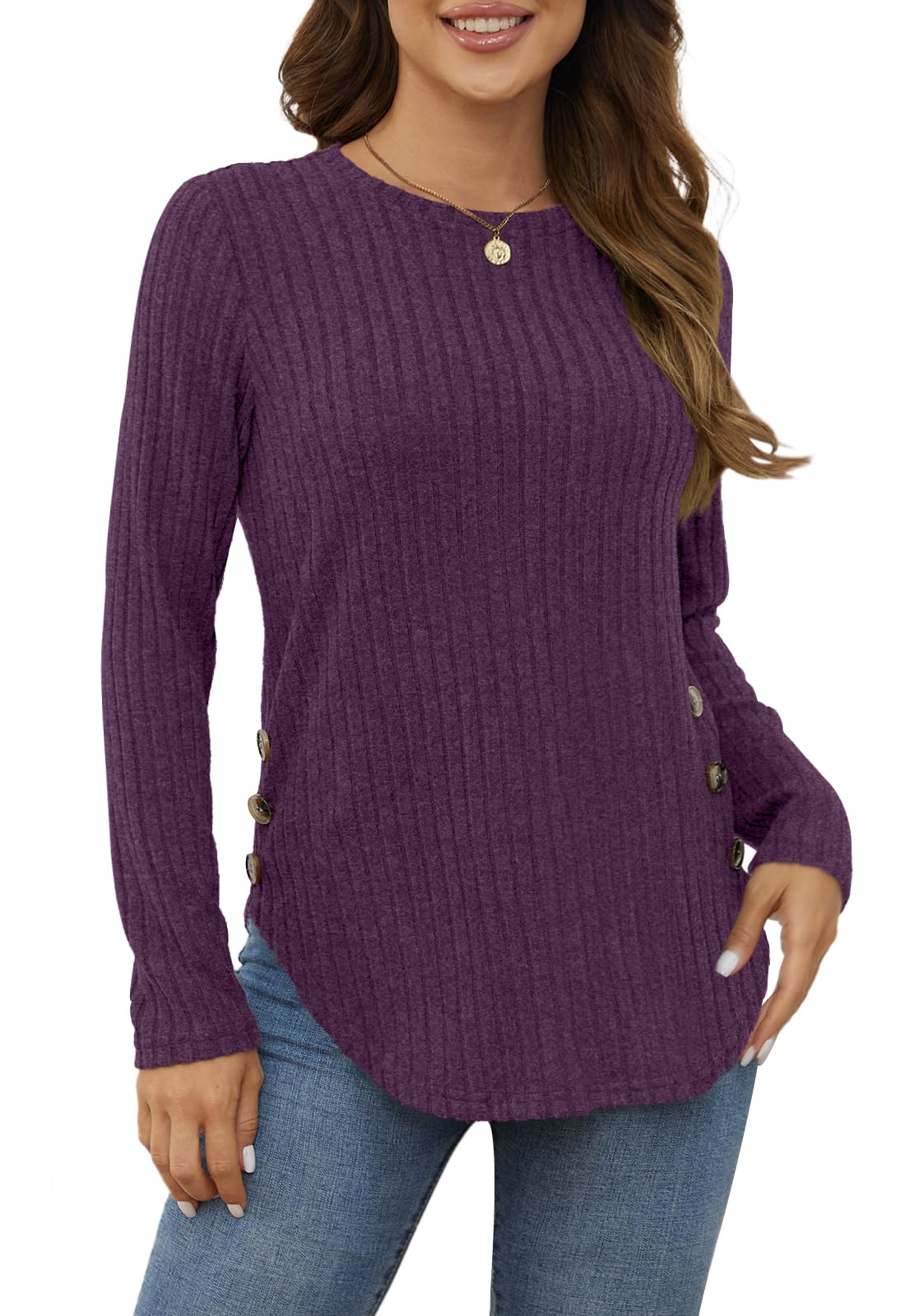 Yincro Women's Long Sleeve Fall Sweaters 2026 Lightweight Casual Crewneck Tunic Tops