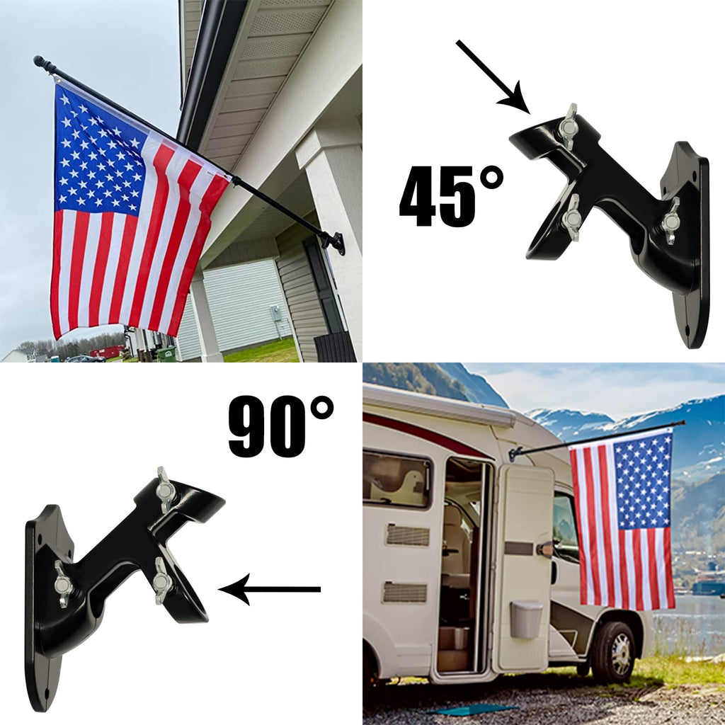 NELXINJO 5FT White Stainless Steel Flag Pole Kit for Outside House Wall | flagpoles 3x5 2x3 american flags hardware holder brackets hangers mounts