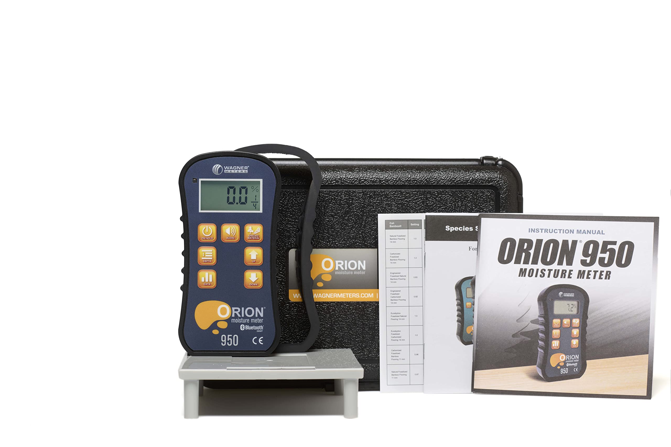 Orion® 910 Pinless Wood Moisture Meter Kit by Wagner Meters | Accurate, Non-Damaging, Deep Depth Lumber Moisture Measurement, On-site Calibration (Standard Calibrator)