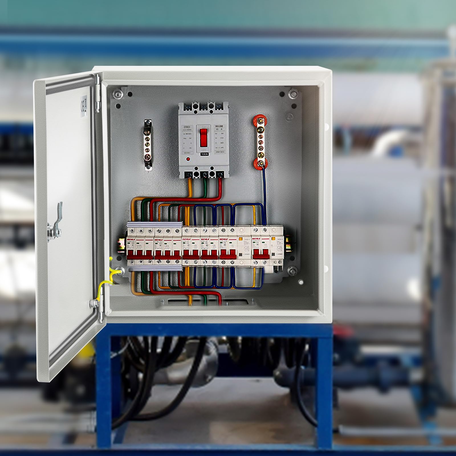 VEVOR NEMA Steel Enclosure, 8" x 8" x 6" NEMA 4X Steel Electrical Box, IP66 Waterproof & Dustproof, Outdoor/Indoor Electrical Junction Box, with Mounting Plate