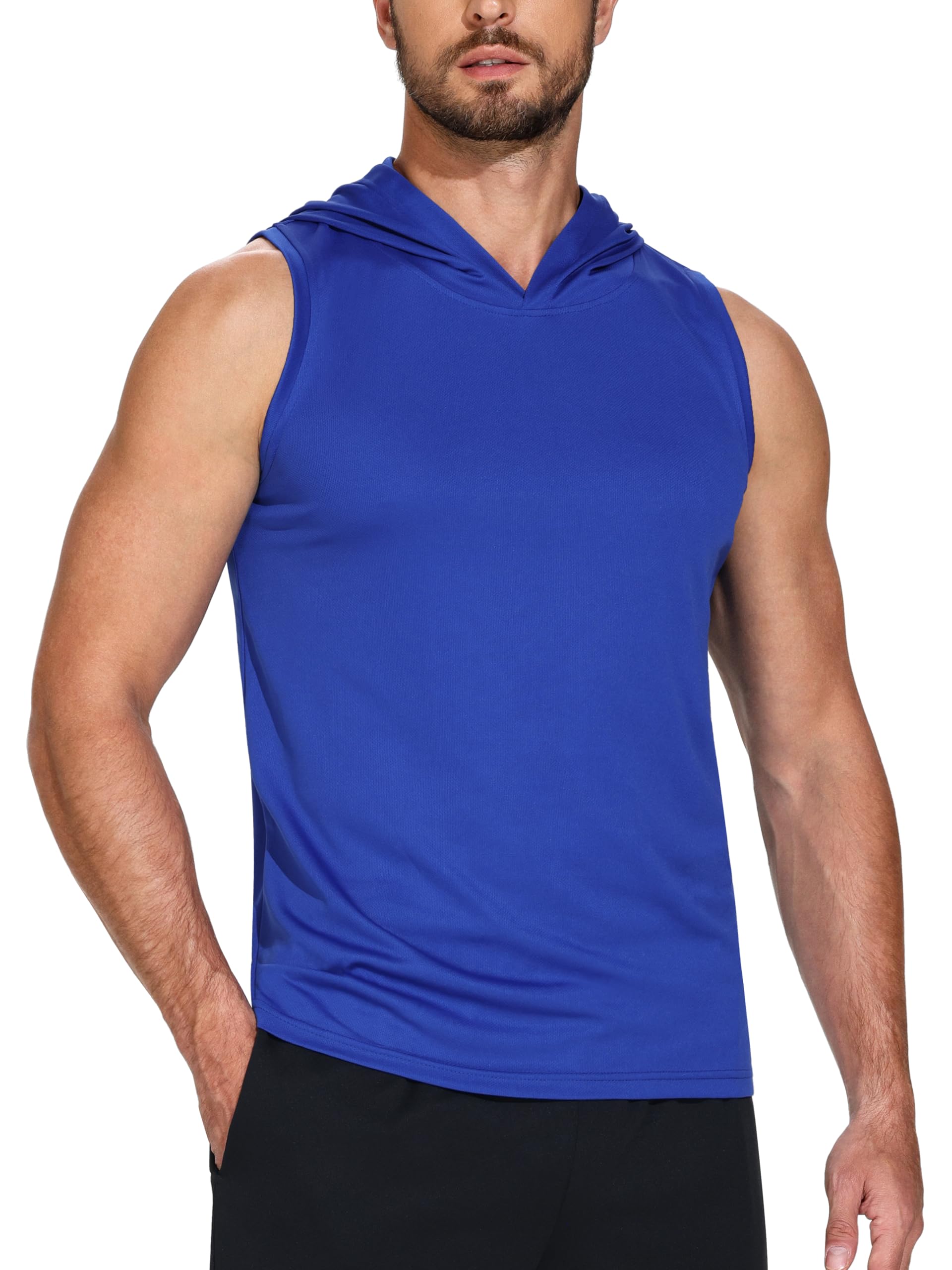 3 Pack Men's Dry Fit Moisture Wicking Tech Quick Dry Sleeveless Shirts Mesh Hoodie Active Athletic Tank Tops