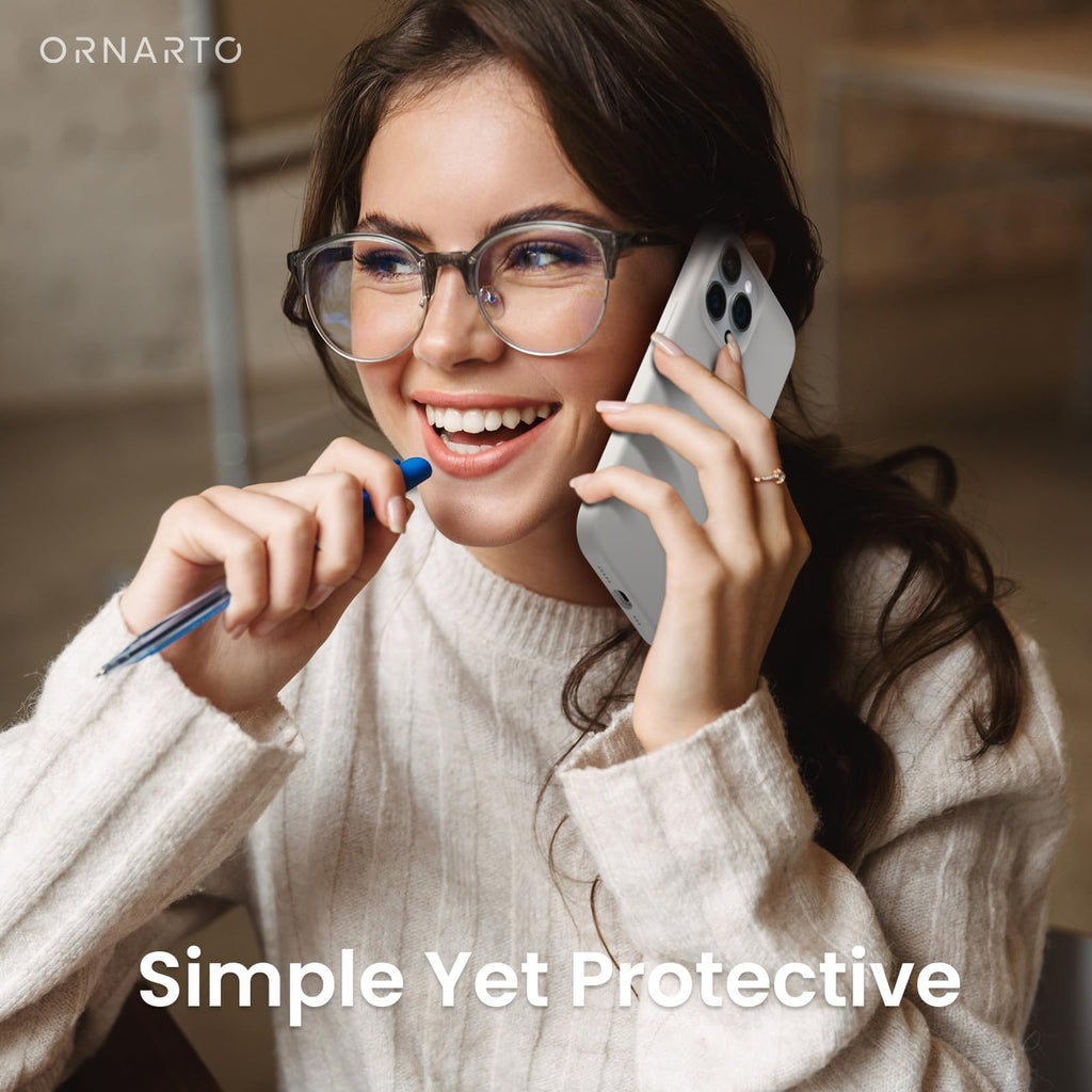 ORNARTO Compatible with iPhone 14 Pro Case 6.1, Slim Liquid Silicone 3 Layers Full Covered Soft Gel Rubber Phone Case Protective Cover with Microfiber Lining 6.1 inch-Baby Blue
