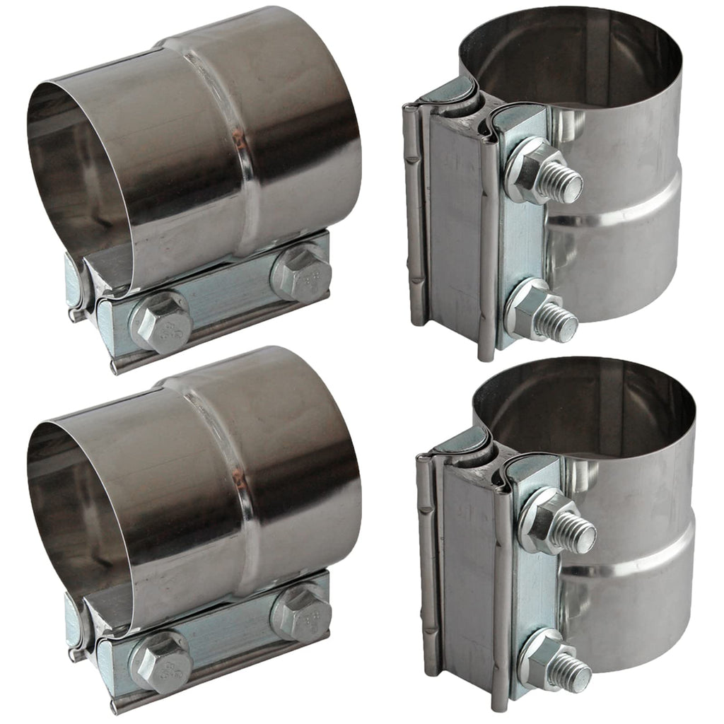 Exhaust Clamps Band Clamp 2.5" Lap Joint - Stainless Steel Lap Joint Exhaust Band Clamp with 1 Block 2Pcs for 2.5" Od to 2.5" Id Exhaust Pipe, Muffler, Elbow and Exhaust Tubing Connection(2 Pack)