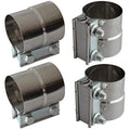 Exhaust Clamps Band Clamp 2.5" Lap Joint - Stainless Steel Lap Joint Exhaust Band Clamp with 1 Block 2Pcs for 2.5" Od to 2.5" Id Exhaust Pipe, Muffler, Elbow and Exhaust Tubing Connection(2 Pack)