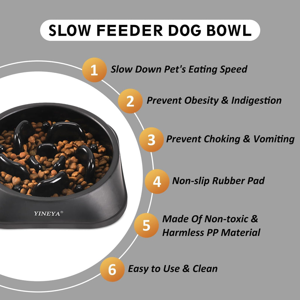 YINEYA 2PCS Anti-Choking Slow Feeder Dog Bowls Small Size Dog, Slow Feeder Cat Bowl, Supplies and Puzzle for Pet