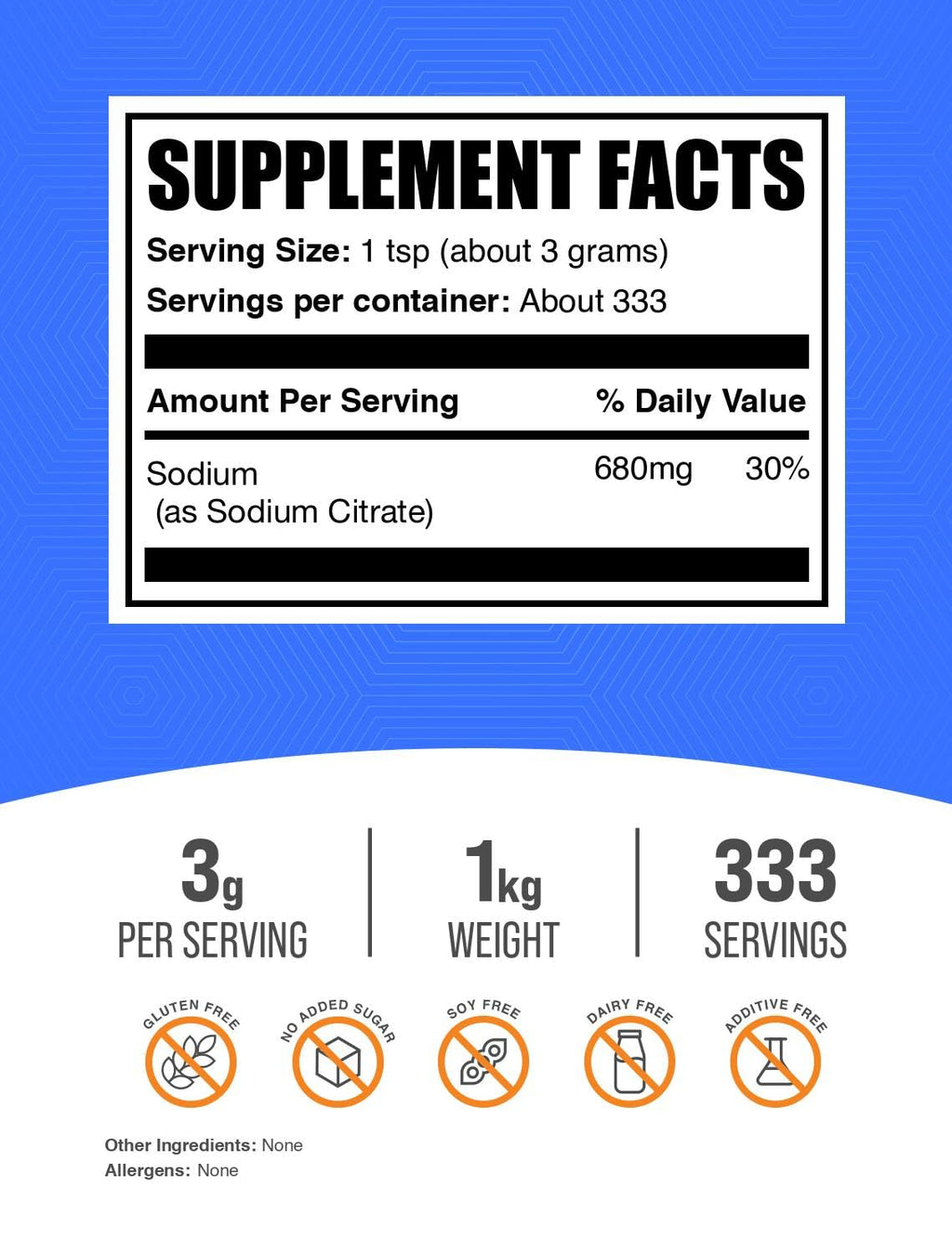BulkSupplements.com Sodium Citrate Powder - Sodium Citrate Food Grade, Emulsifier, Flavor Enhancer - Gluten Free, 3g per Serving, 100g (3.5 oz) (Pack of 1)