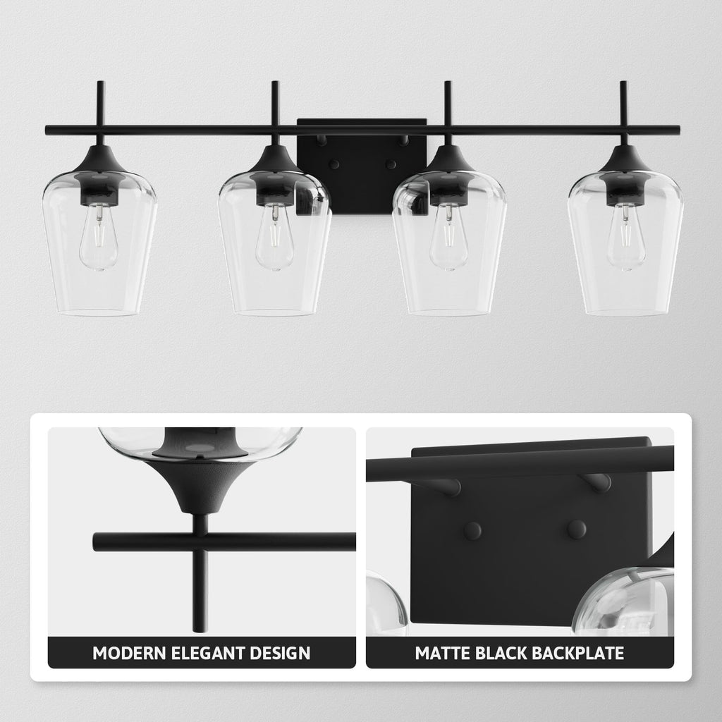 VONLUCE Bathroom Vanity Light, 2 Light Bathroom Light Fixture Over Mirror, Bathroom Wall Lamp with Clear Glass, Modern Brushed Nickel Vanity Lighting fixtures for Bathroom, Bedroom, Hallway