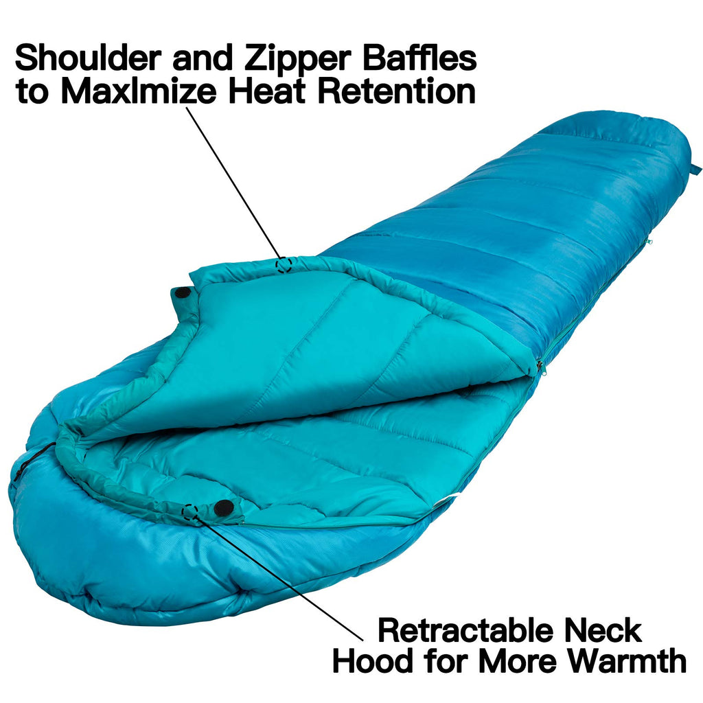Bessport Mummy Sleeping Bag | 15-45 ℉ Extreme 3-4 Season Sleeping Bag for Adults Cold Weather– Warm and Washable, for Hiking Traveling & Outdoor Activities