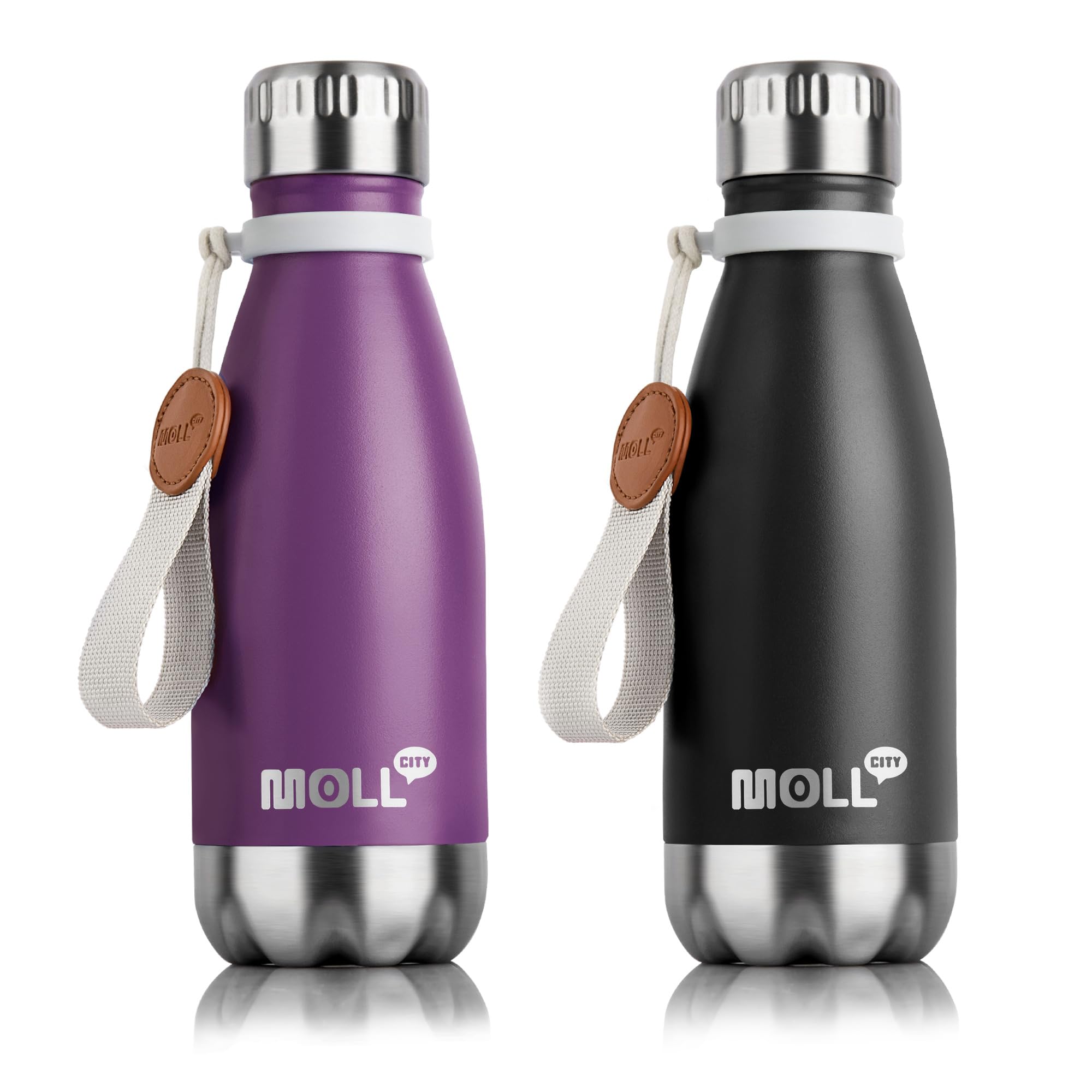 9 oz Water Bottle for Kids-Small Stainless Steel Water Bottle for School Vacuum Insulated Metal Leak Proof Cola Shape Water Flask for Boys Girls(Baby Blue)