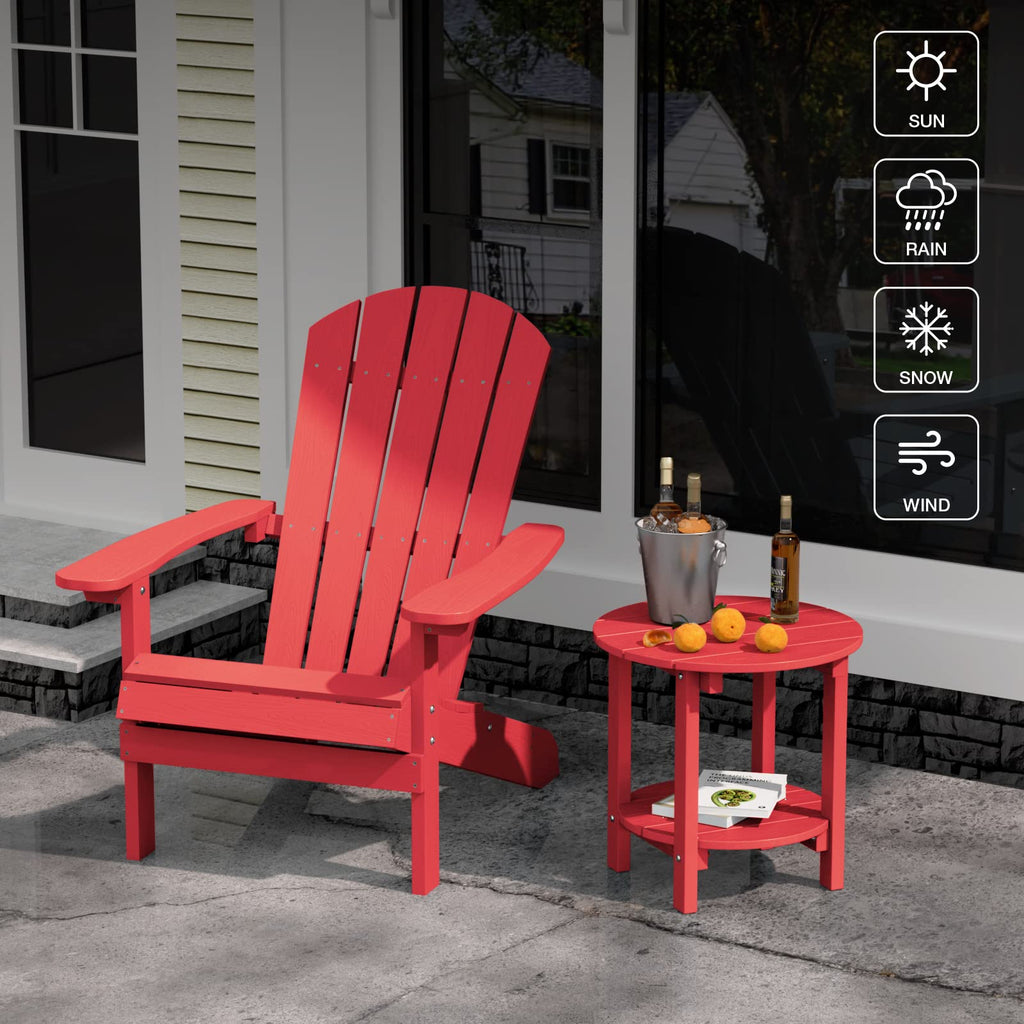 YEFU Adirondack Side Table, 18" Double Outdoor Side Table, Poly Lumber end Table, Weather Resistant for Indoor, Patio, Pool, Porch, Backyard-Black