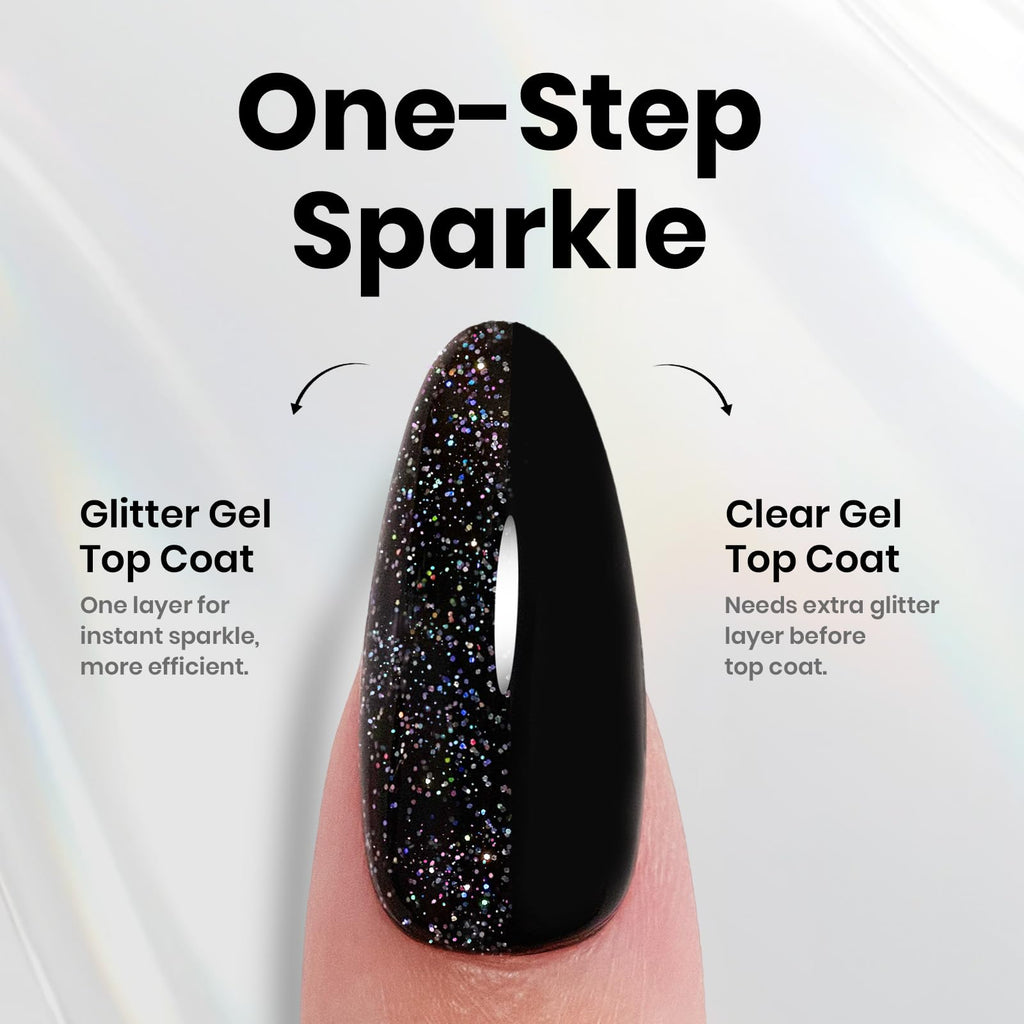 Beetles Heart Gel Top Coat 15ml - Hema Free Glitter Shine No Wipe Top Coat Long-Lasting for Gel Polish, Pink Heart Sparkle Soak Off UV LED Gift for Women