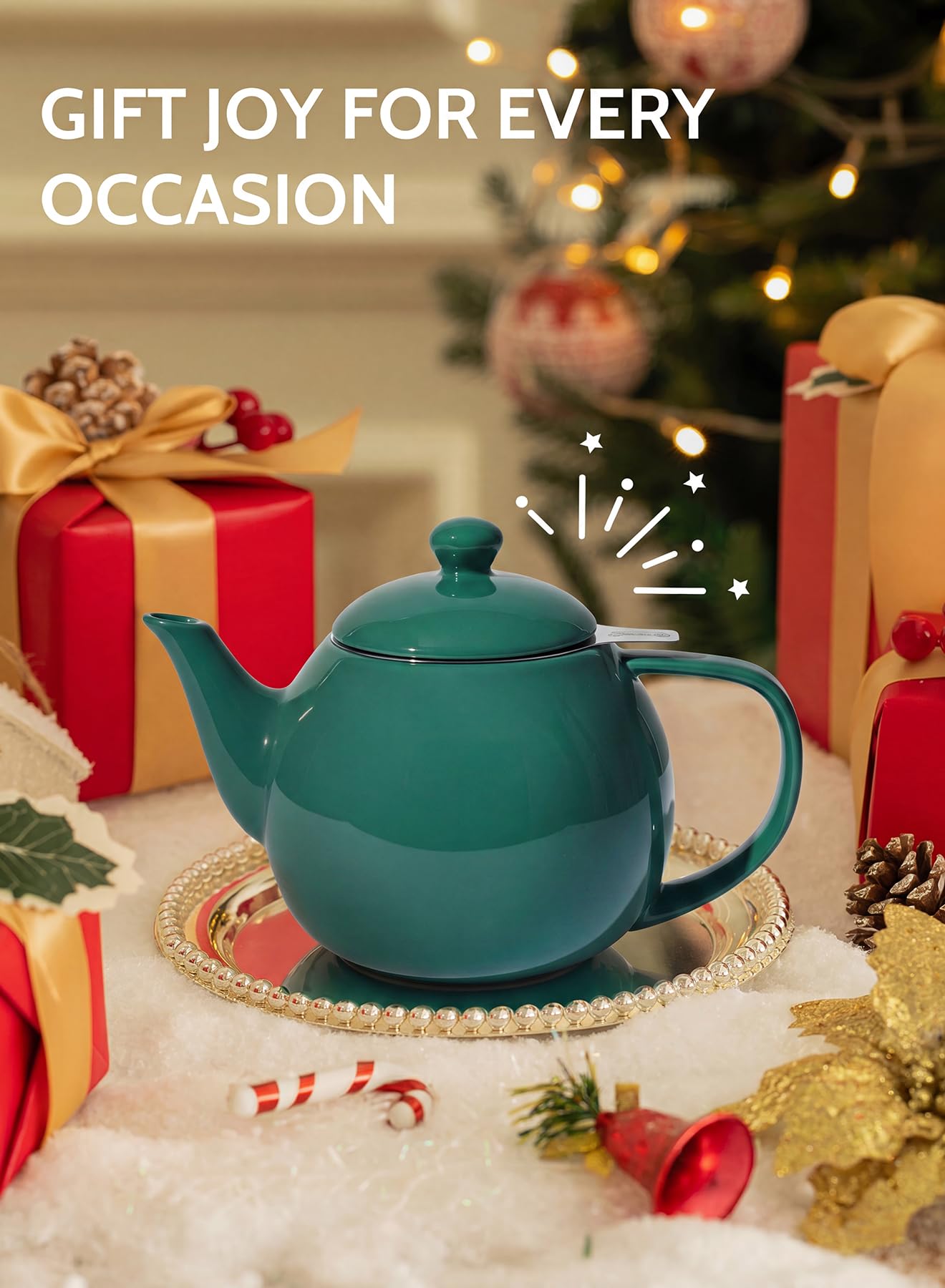 Sweese Porcelain Teapot 27 oz with Infuser for Loose Leaf Tea, Bluish Grey