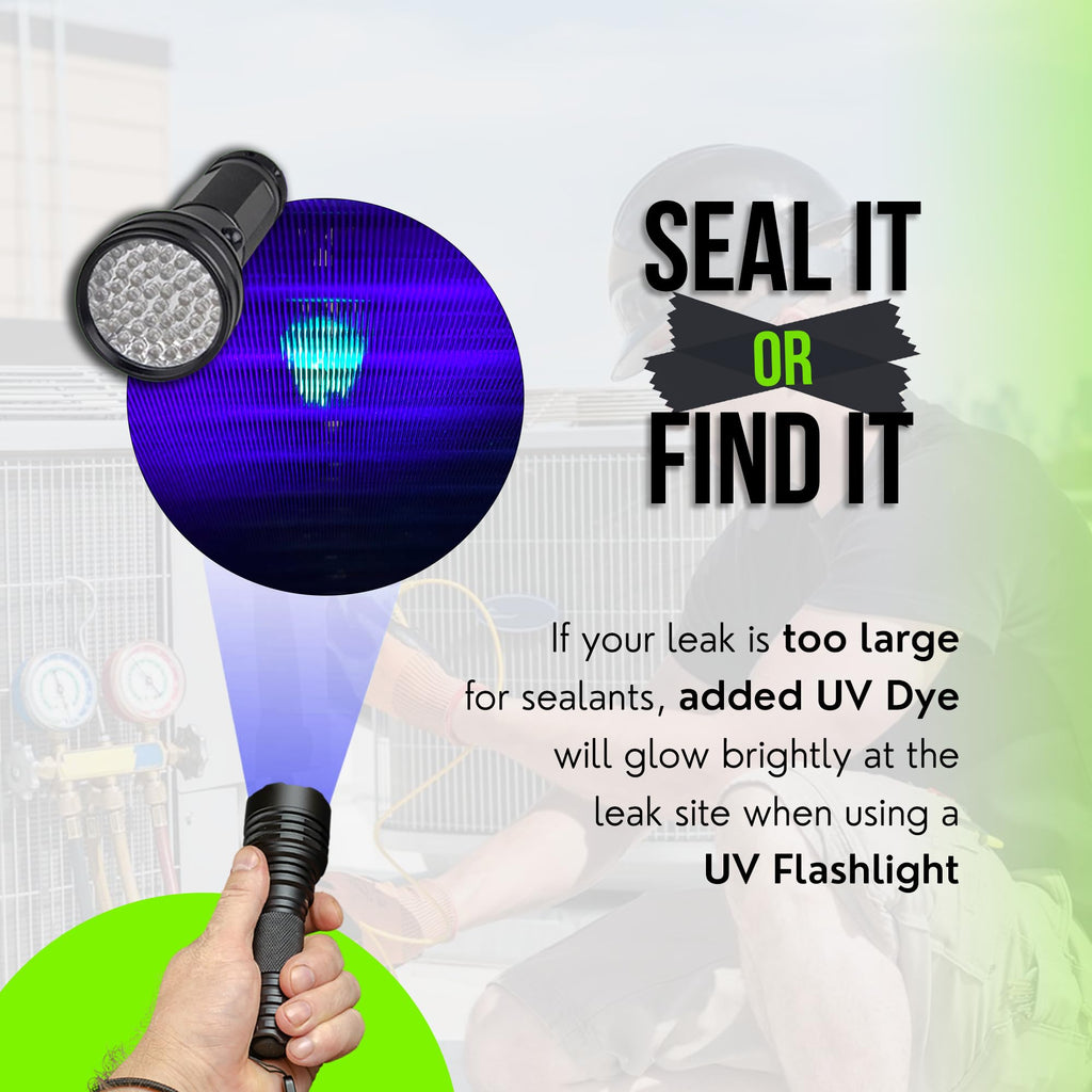 Leak Saver Direct Inject Small System with UV Dye - Refrigerant Leak Sealer - Detects Large Leaks - Ideal for Most Small Home Appliances and HVAC Systems up to 1 Ton - Proudly Made in The USA