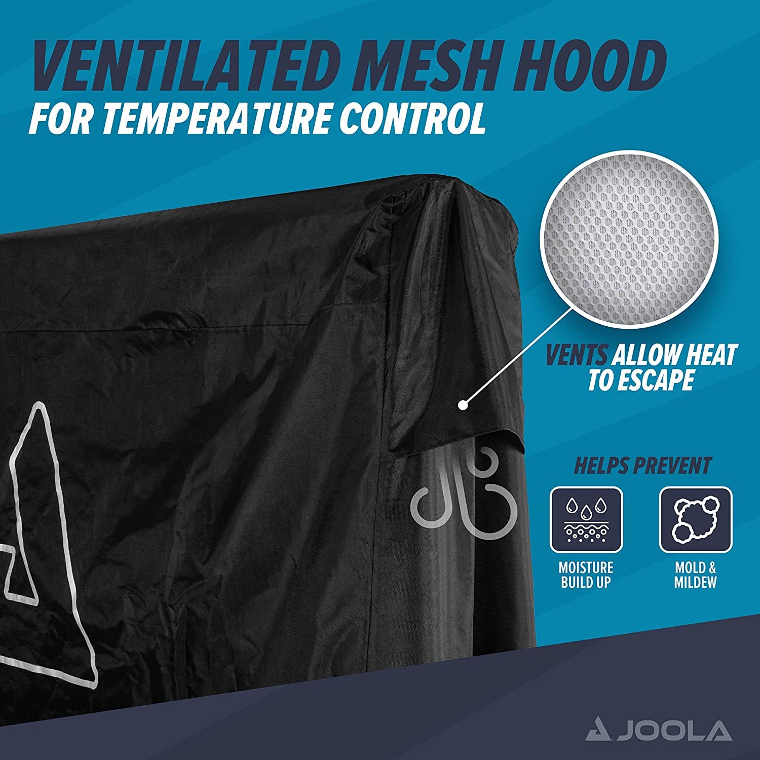 JOOLA Outdoor Ping Pong Table Cover Fits Both Folding & Flat Tables - Heavy Duty Waterproof Cover w/ PVC Coating - Dual Function, Fits 9x5 Tables in Upright or Down Positions - Inside & Outside