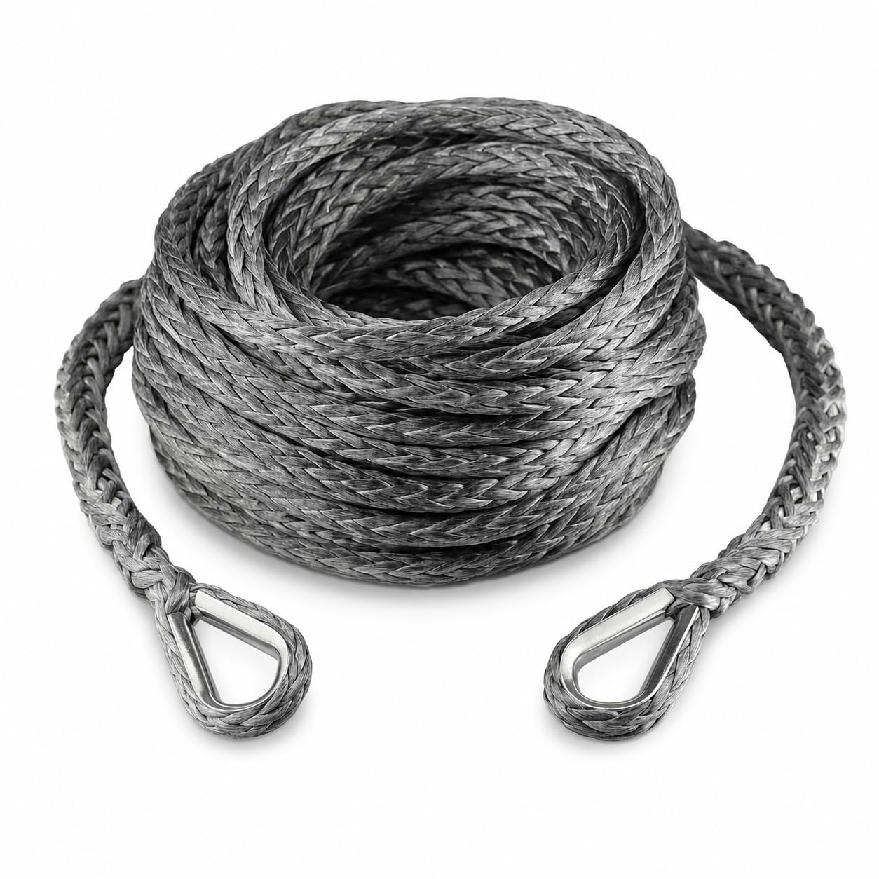Ucreative 3/8 Inch x 50 Feet Synthetic Winch Extension Rope 26,500 Lbs for Off Road Vehicle Gray
