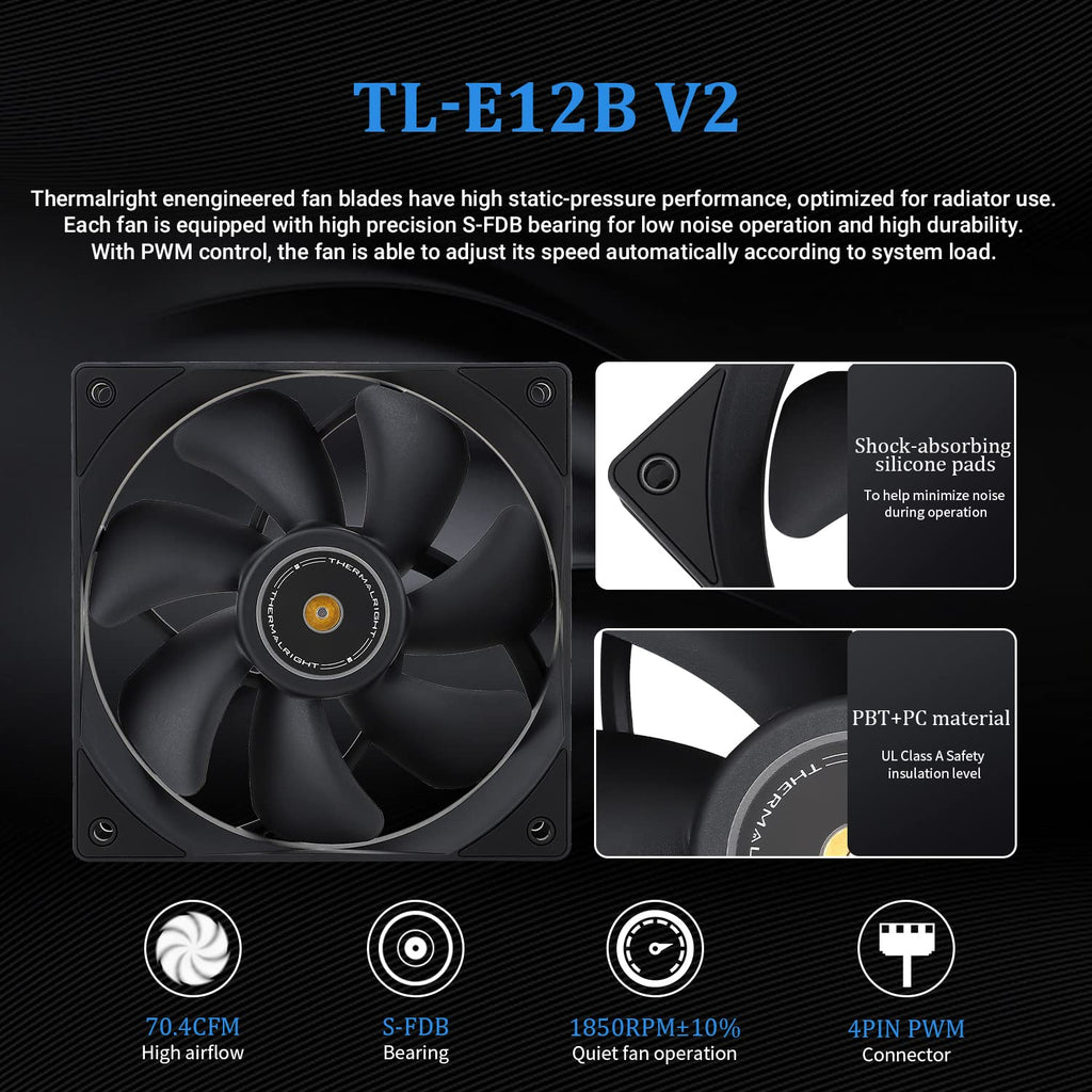 Thermalright Frozen Prism 240 Black CPU Liquid Cooler,Efficient PWM Controlled Pump 3300RPM,TL-E12 Series PWM Fan×2,Water Cooling Computer Parts,for AMD AM4/AM5,Intel LGA1150/1151/1200/1700/1851