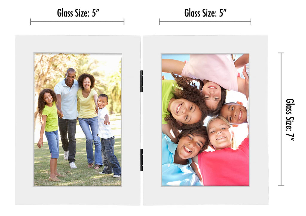 Americanflat Hinged 4x6 Picture Frame with Shatter-Resistant Glass - Double Picture Frames with Engineered Wood - Signature Collection - Photo Frame for Tabletop Display - Black