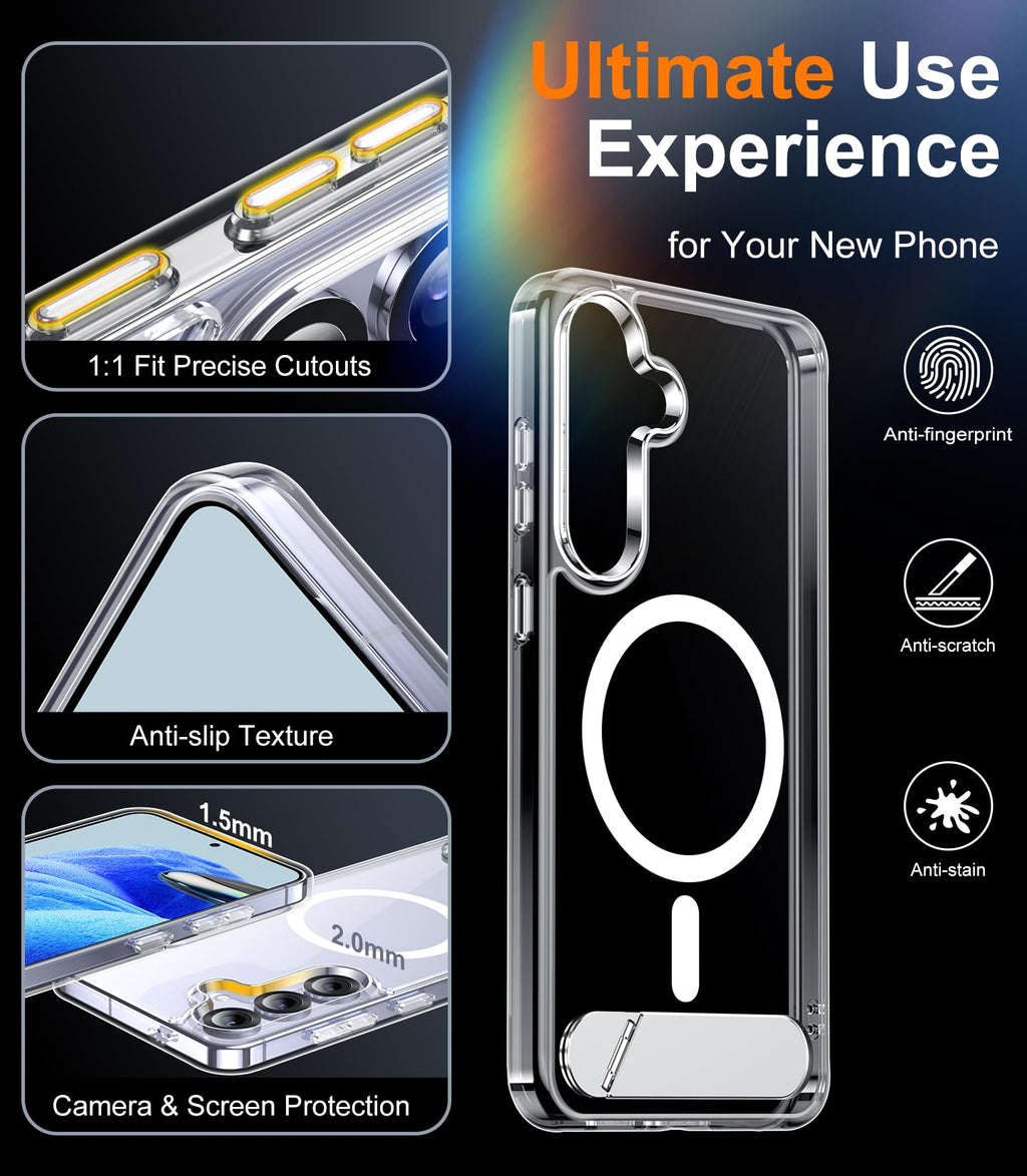 for Samsung Galaxy Z Fold 8 Case,[Compatible with MagSafe][Built-in HD Screen Protector & Kickstand][Hinge Protection]Translucent Matte Full-Body Shockproof Phone Case for Galaxy Z Fold 8,Black