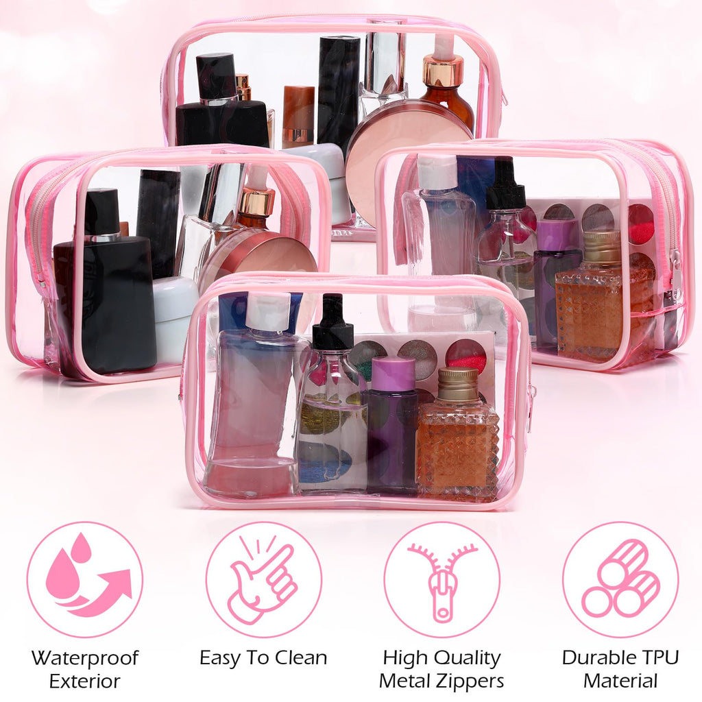 Weewooday 12 Pieces Clear Makeup Bags Cosmetic Storage Bags PVC Zipper Pouches Travel Waterproof Makeup Plastic Case for Women Organizing Toiletries Traveling Bathroom(Medium,Black)