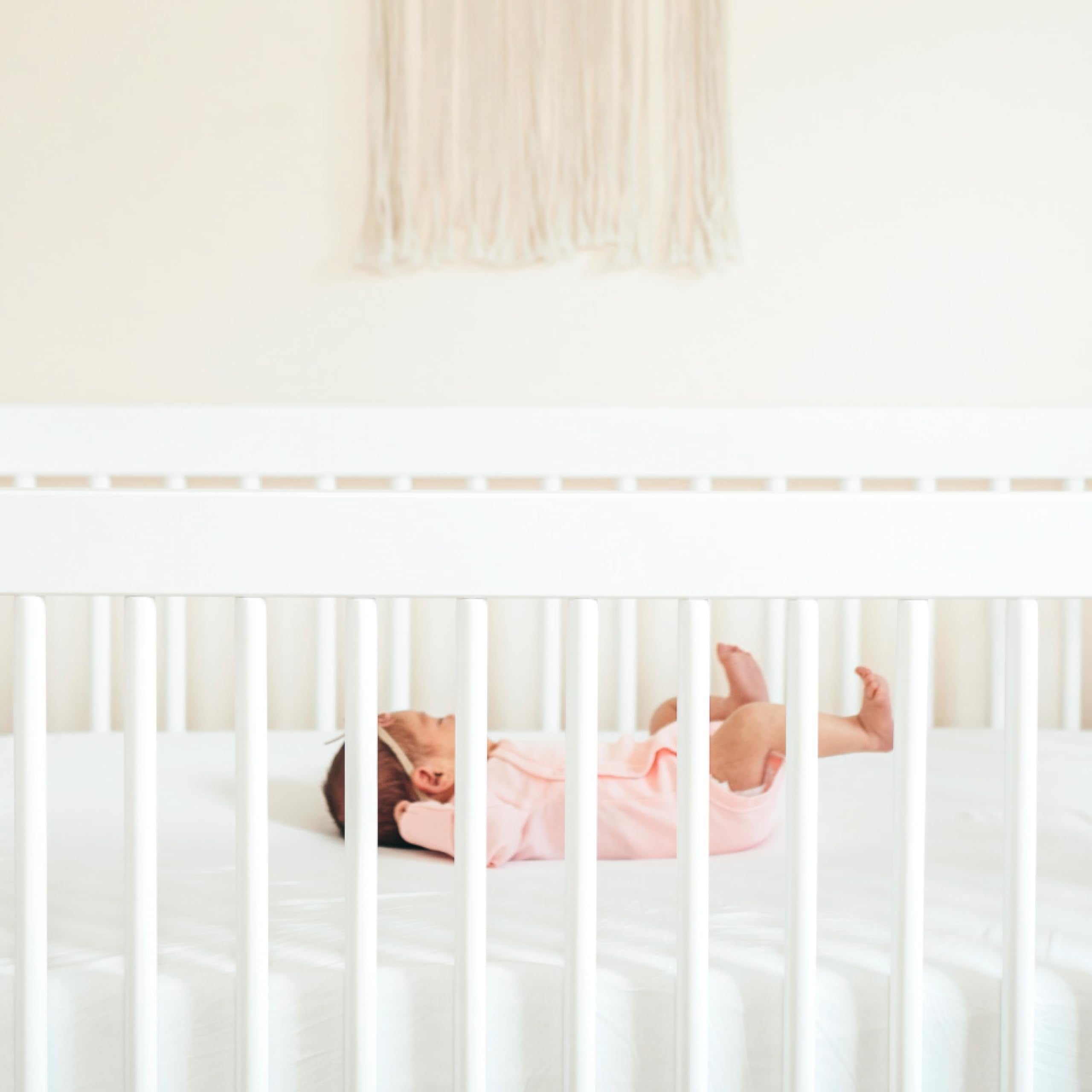 HonestBaby Unisex-Baby Fitted Crib Sheets Set Standard Mattress, 100% Organic Cotton Baby Boys, Girls, Neutral, 1 Pack - Peach Skin Painted Buffalo Check, One Size