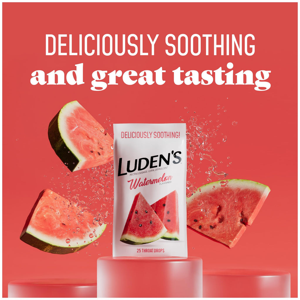 Luden's Sugar Free Wild Cherry Throat Drops, Sore Throat Relief, 25 Count (12 Pack)