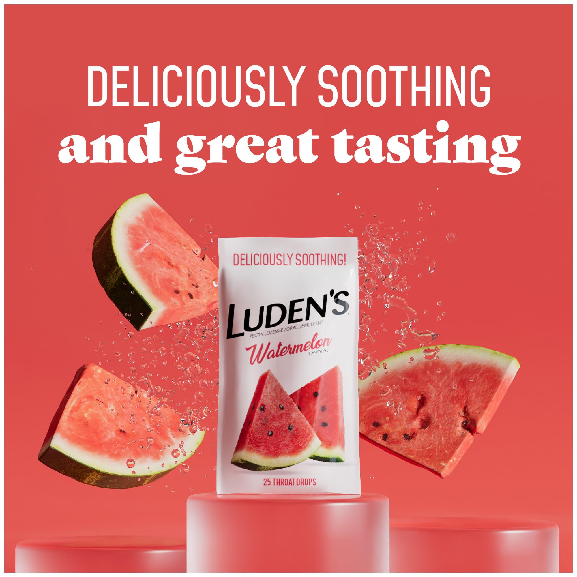 Luden's Sugar Free Wild Cherry Throat Drops, Sore Throat Relief, 25 Count (12 Pack)