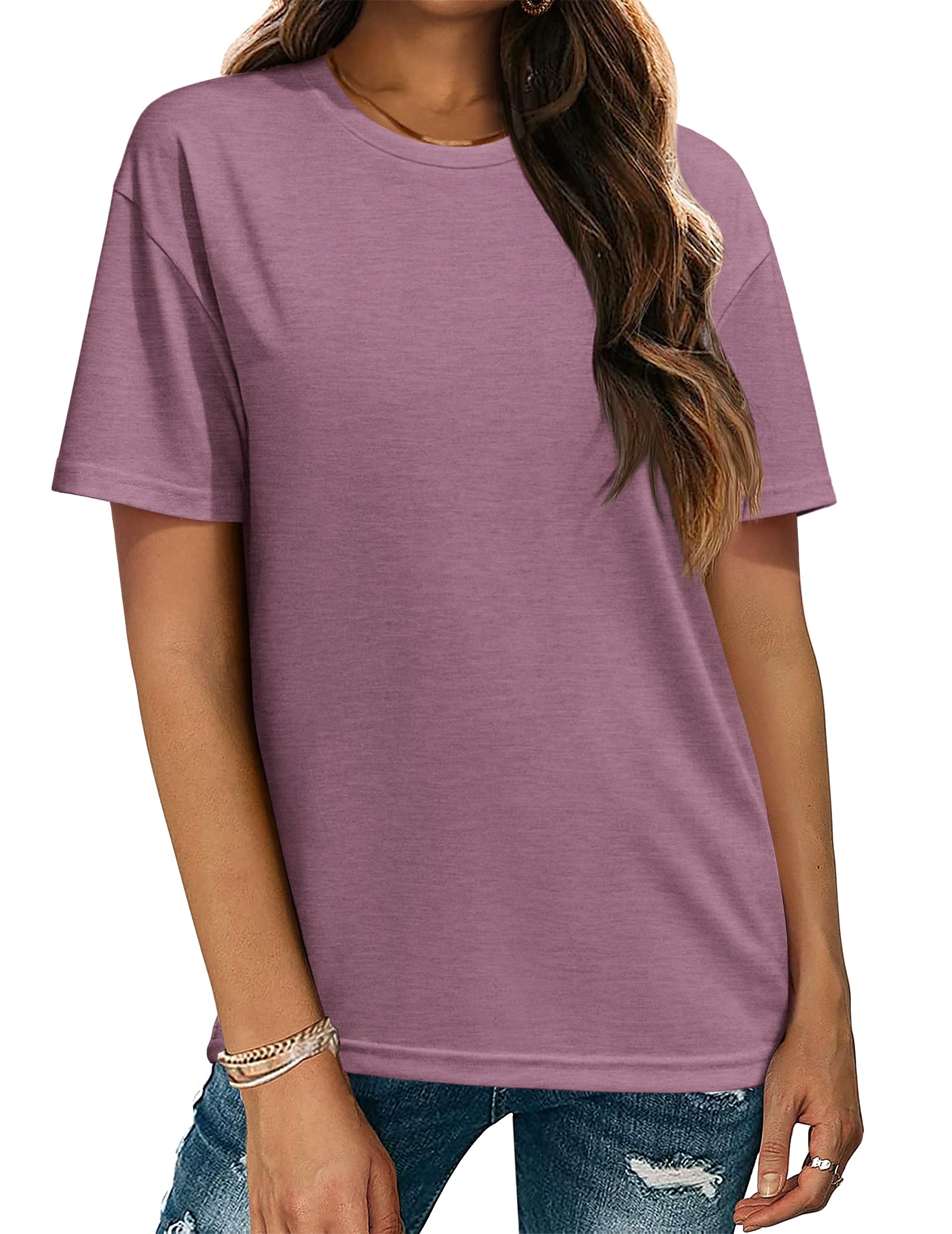 Zeagoo Women's T-Shirts Short Sleeve Tops Summer Casual Blouse Crew Neck Basic Shirt 2 Pack Loose Fit Tee