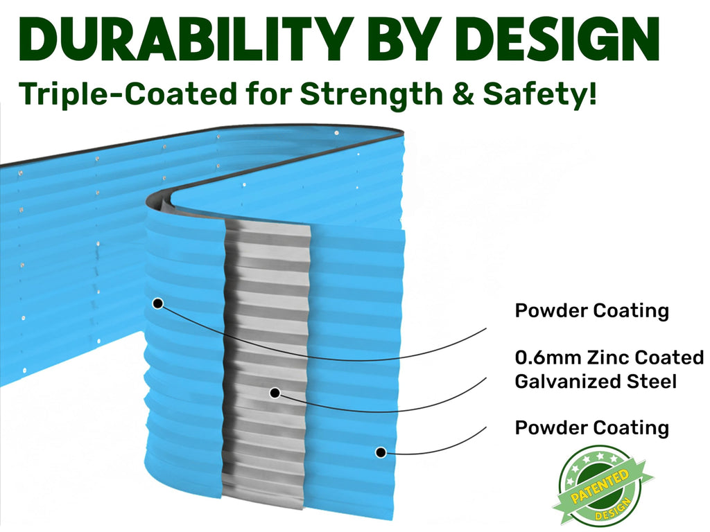 9-in-1 Galvanized Steel Raised Garden Bed // 8×2×1.5 ft Modular Planter for Gardening, Vegetables, Flowers // 18" Tall Metal Raised Garden Beds Outdoor (Dark Green) // Patented Design Planter Box