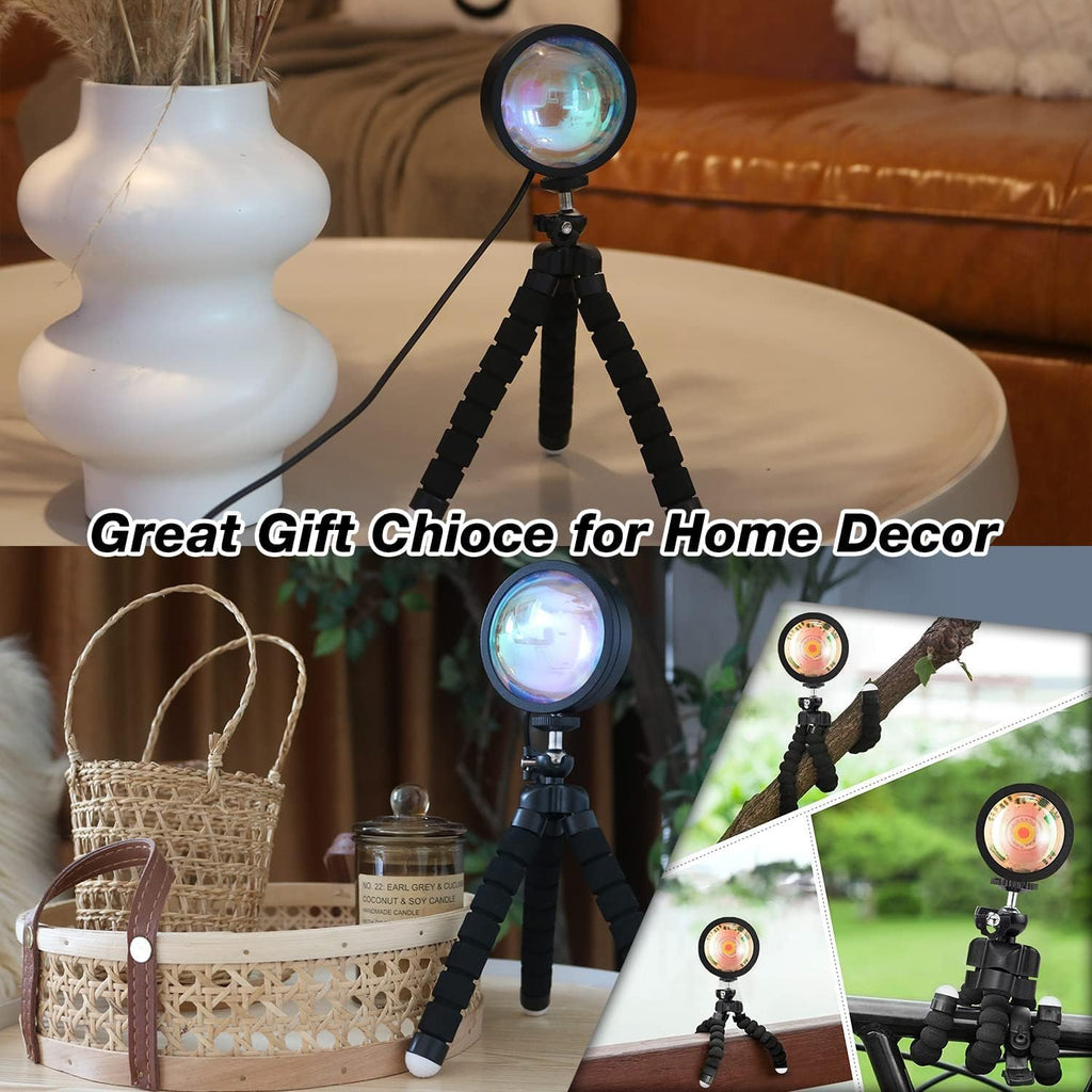 JIMEI Sunset Lamp Led Lights for Bedroom Aesthetic Room Decor Night Light Living Room Sun Sunlight Projector Christmas Decorations Gifts Party Orange