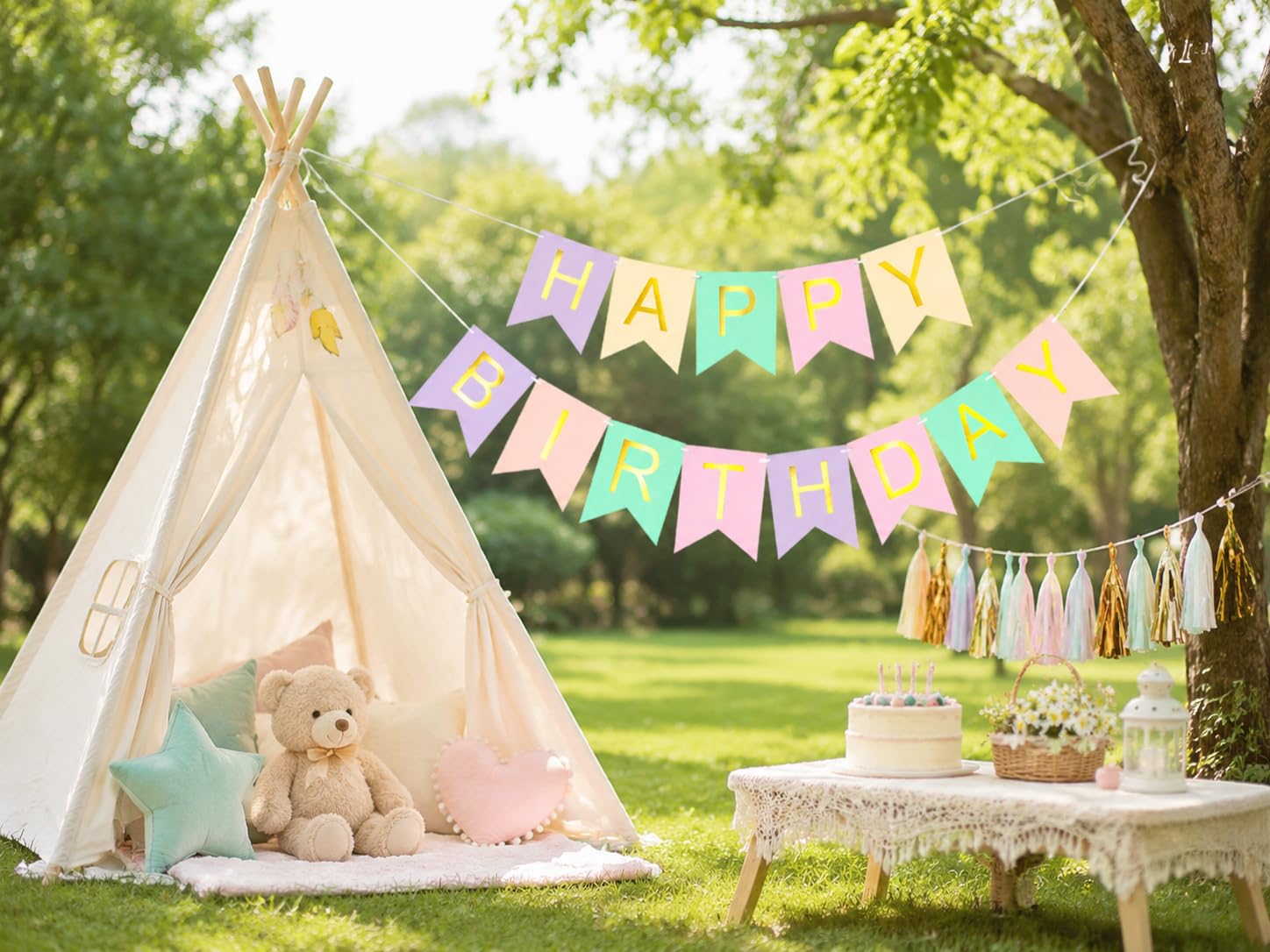 Letjolt Mint Blue Happy Birthday Banner Party Signs 13 Pcs | Supplies for Birthday Party Decorations Nursery Decor
