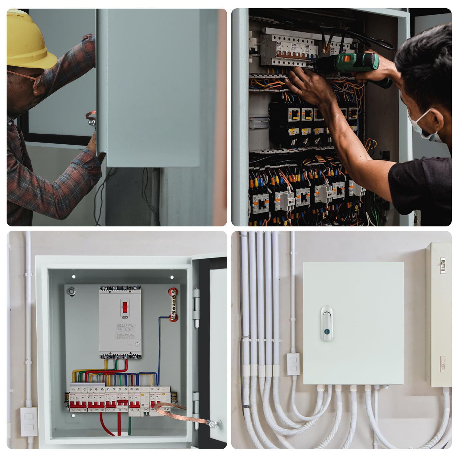 Steel Electrical Junction Box, Indoor&Outdoor Electrical Enclosure Box, Wall Mounted Waterproof&Dustproof Metal Box, Universal Electric Equipment Enclosure Box with Safety Locks and Mounting Plates