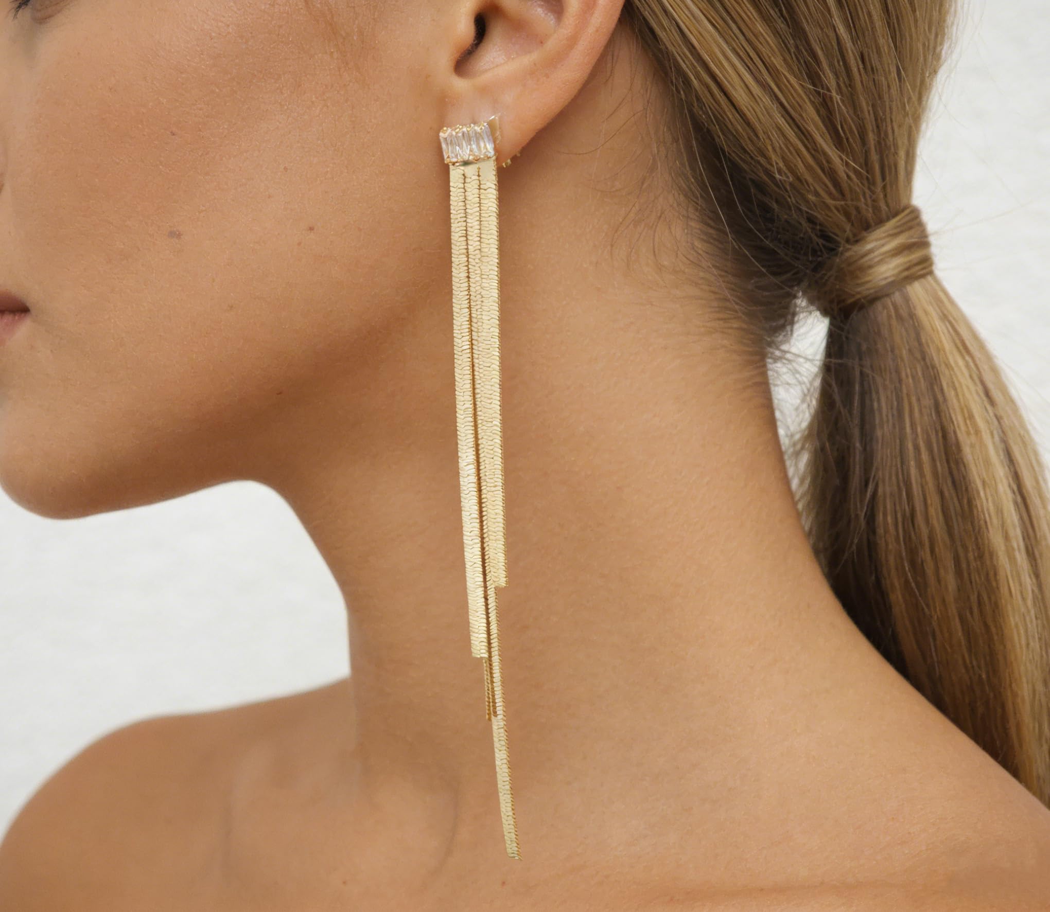 Gold Earrings for Women Trendy, Simple Dainty 14K Gold Plated Paperclip Square Chain Link Dangle Hoops Earrings Pin Stud Huggie Earrings Lightweight Hypoallergenic Minimalist Aesthetic Gold Jewelry for Christmas Gifts