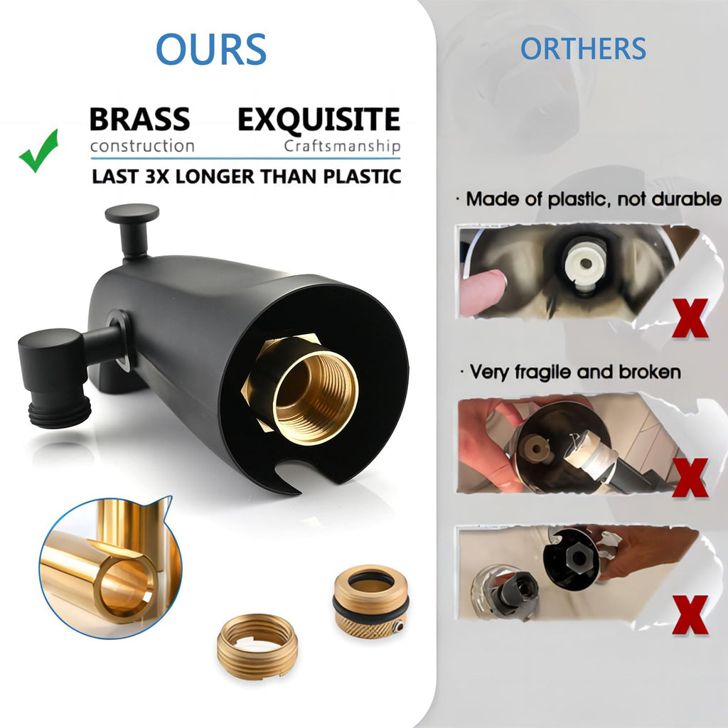 PROOX All Metal Tub Spout with Diverter, 6 Settings Hand held Shower with ON/Off Pause Switch, Bathtub Faucet with Sprayer Brushed Nickel