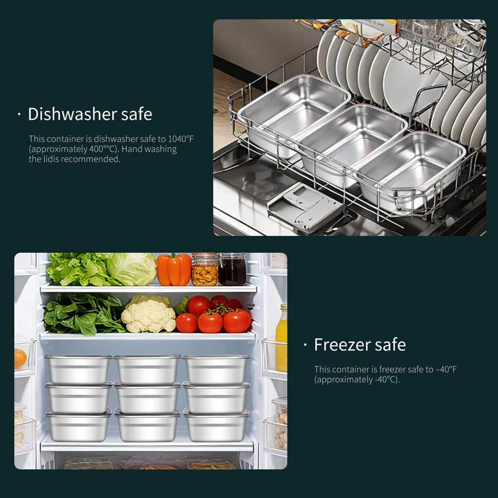 GIUOIDUO 10 Pack Stainless Steel Food Storage Containers with Leak-Proof Lids, 37oz Reusable Metal Meal Prep Lunch Boxes, Stackable, Dishwasher Safe for Snacks, Fruits & On-the-Go Meals, BPA-Free