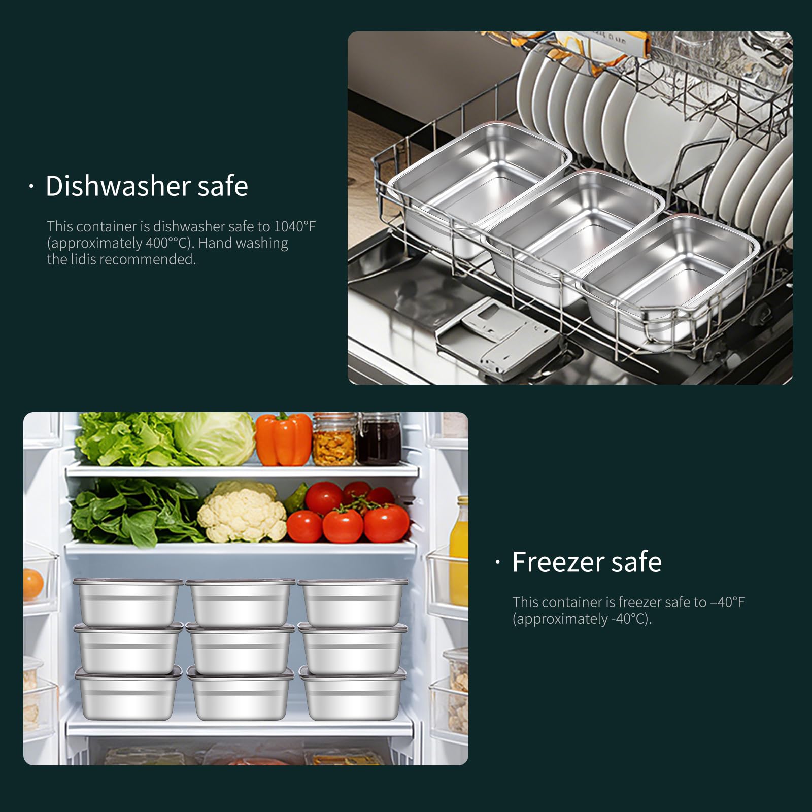 GIUOIDUO 10 Pack Stainless Steel Food Storage Containers with Leak-Proof Lids, 37oz Reusable Metal Meal Prep Lunch Boxes, Stackable, Dishwasher Safe for Snacks, Fruits & On-the-Go Meals, BPA-Free