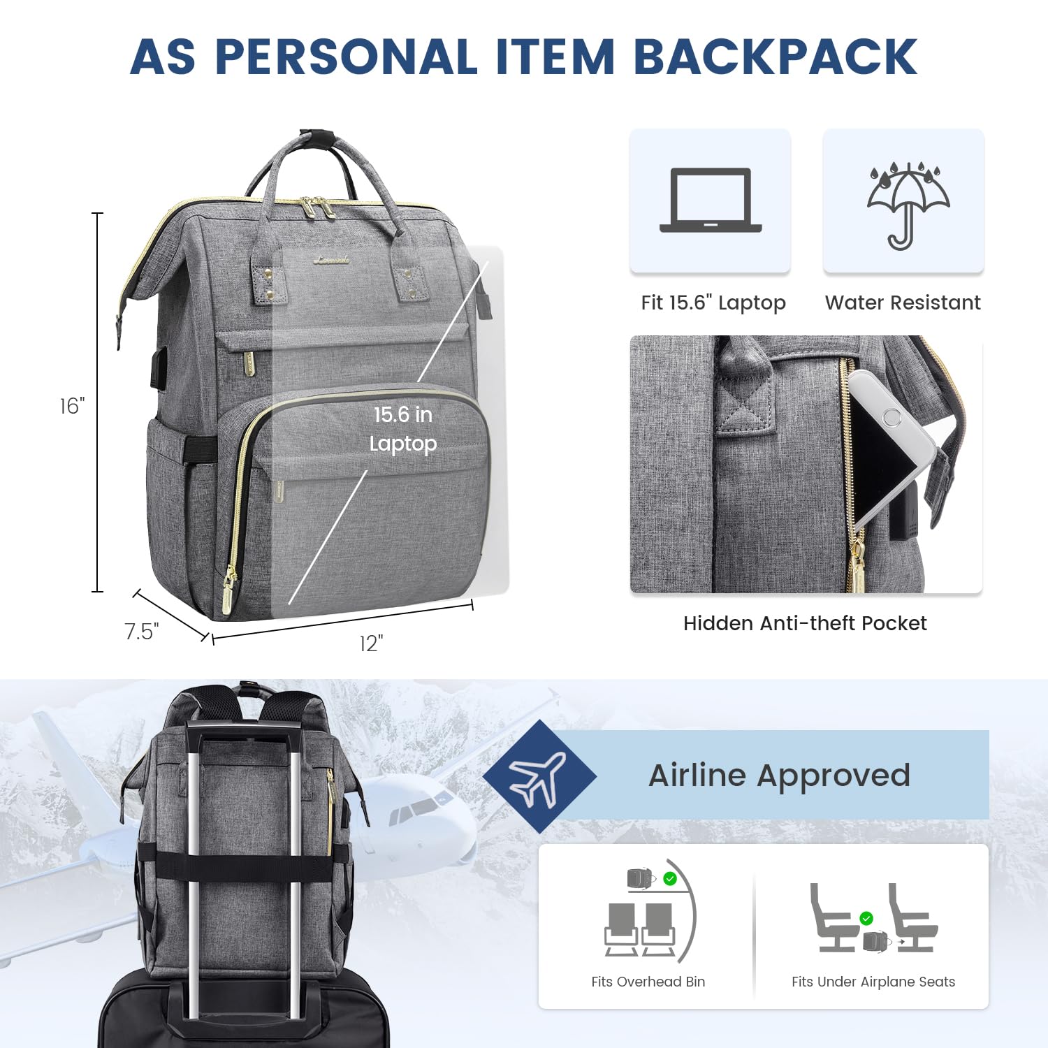 LOVEVOOK Laptop Backpack for Women with Giant Tumbler Holder Pocket, 15.6 Inch Work Daypack for Teacher Nurse, Computer College Bookbag Purse, Waterproof Travel Back Pack with USB Charging Port