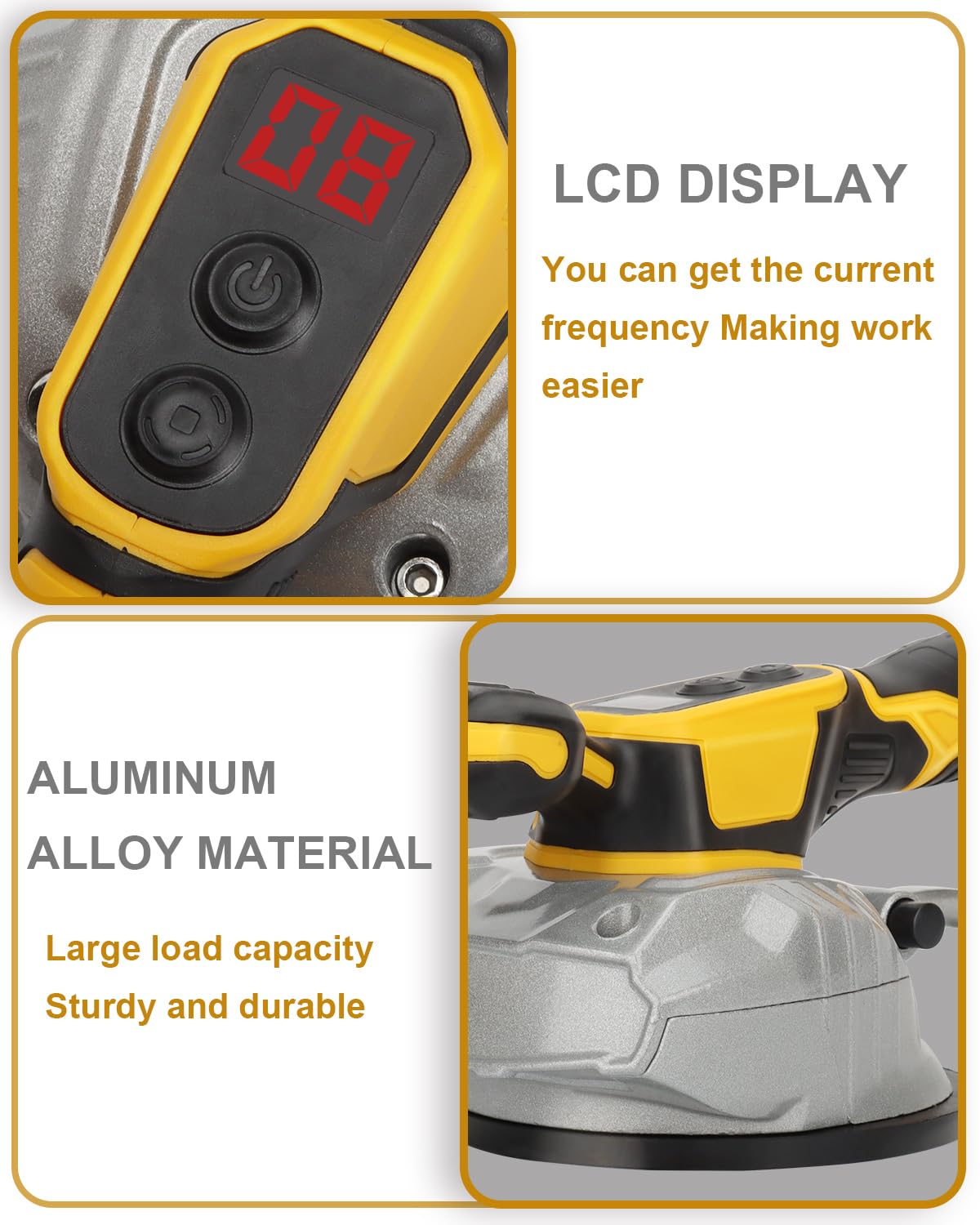 Tile Vibration Leveling Machine Compatible with Milwa-ukee 18V Battery, Cordless Tile Vibration Machine Installation Tool 150W Tiler Vibrator Tool with 8 Speed Suction Cup Digital Display (No battery)