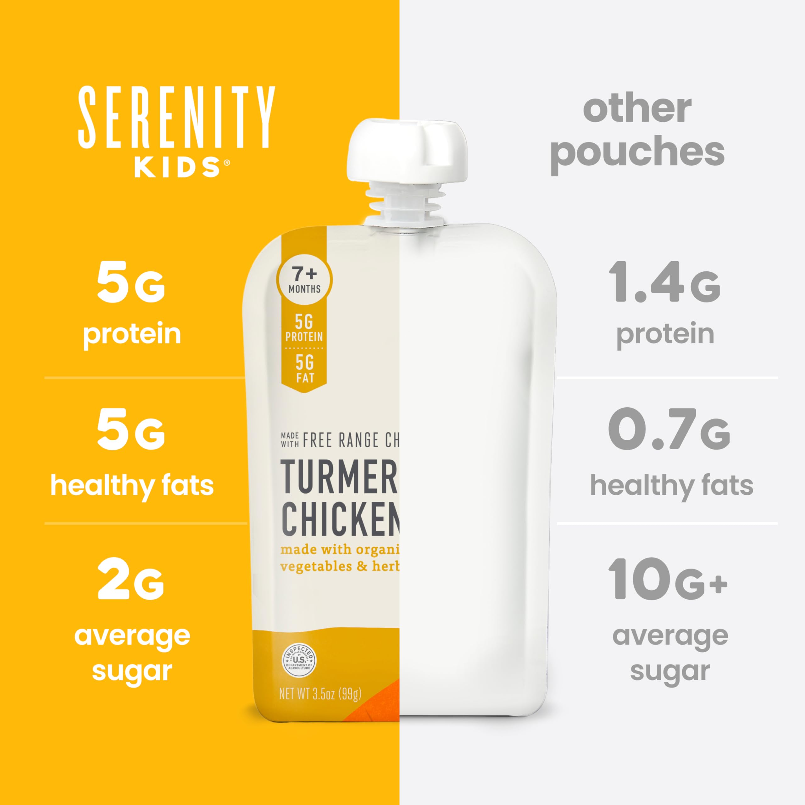 Serenity Kids Bone Broth Puree Made With Organic Veggies | Clean Label Project Purity Award Certified | 3.5 Ounce BPA-Free Pouch | Grass Fed Beef Pot Roast | 1 Count