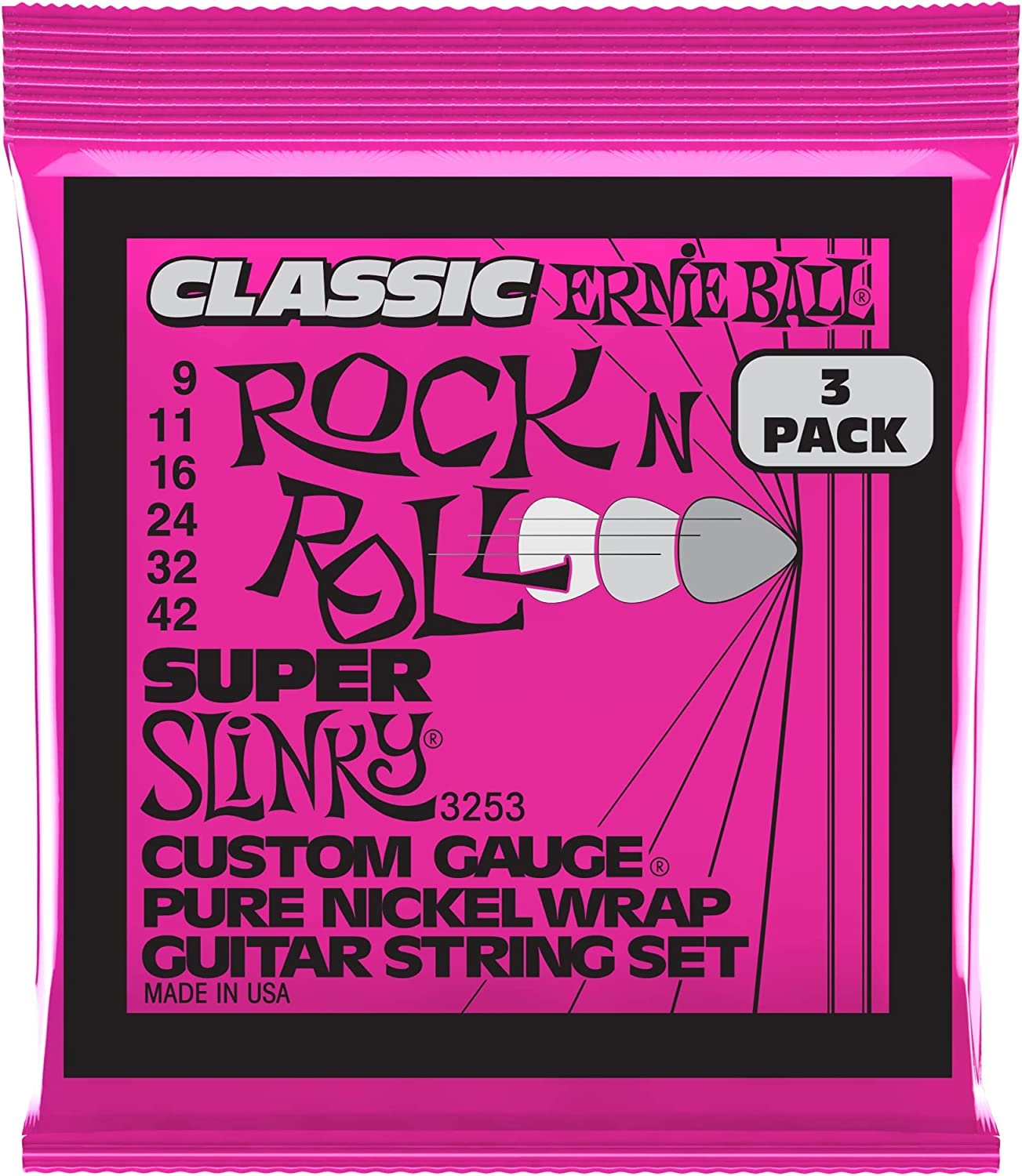 Ernie Ball Extra Slinky Classic Pure Nickel Electric Guitar Strings, 8-38 Gauge (P02255) (Pack of 2)