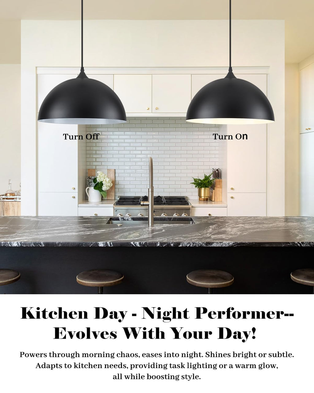 White Pendant Lights, 11.8 inch Pendant Lights Kitchen Island, Farmhouse Pendant Light Fixtures (White Inside), Industrial Pendant Lighting for Dining Room, Bedroom, Hallway (1 Pack)